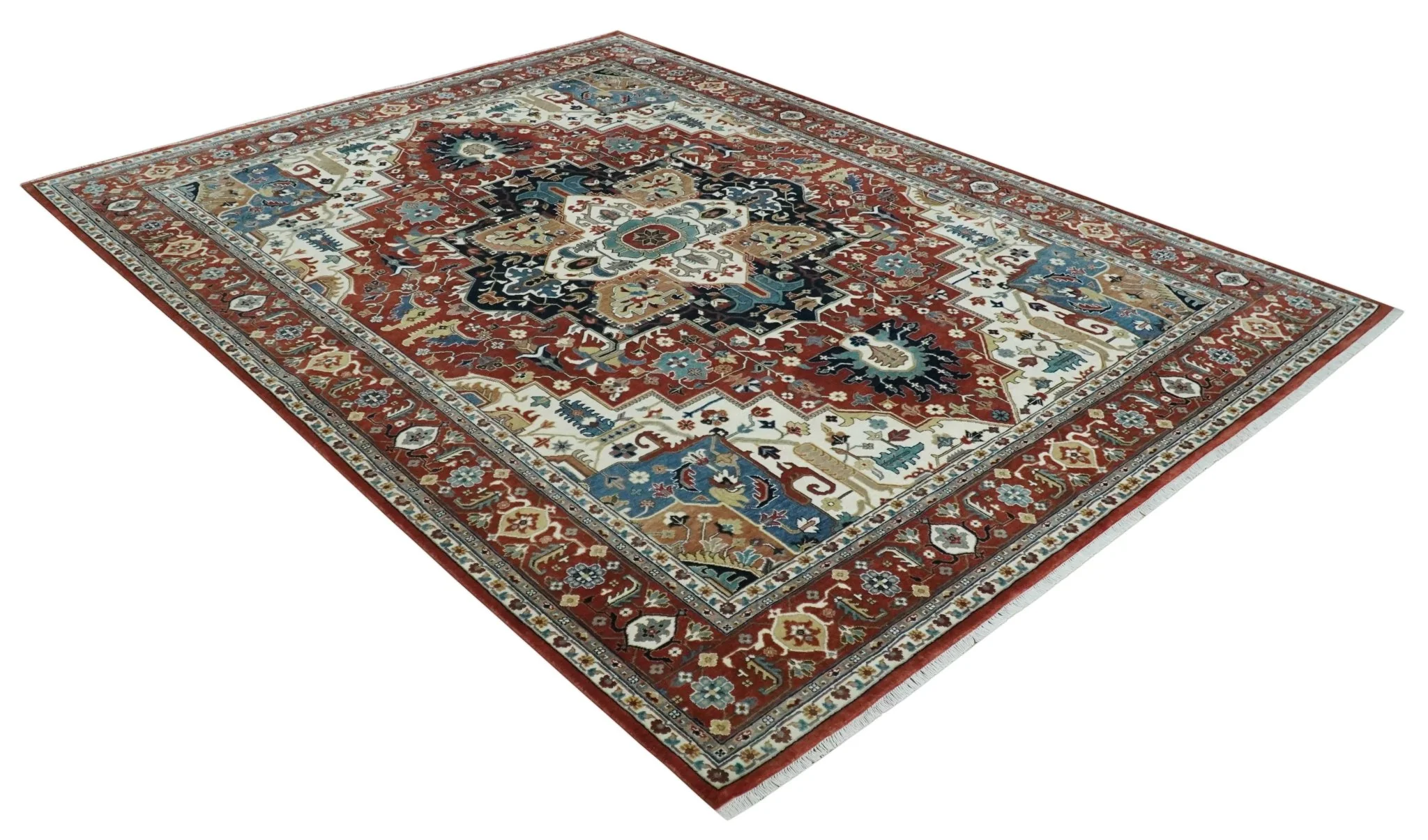 Fine Hand Knotted Brown and Ivory 8x10 and 9x12 Traditional Wool Area Rug - Image 9