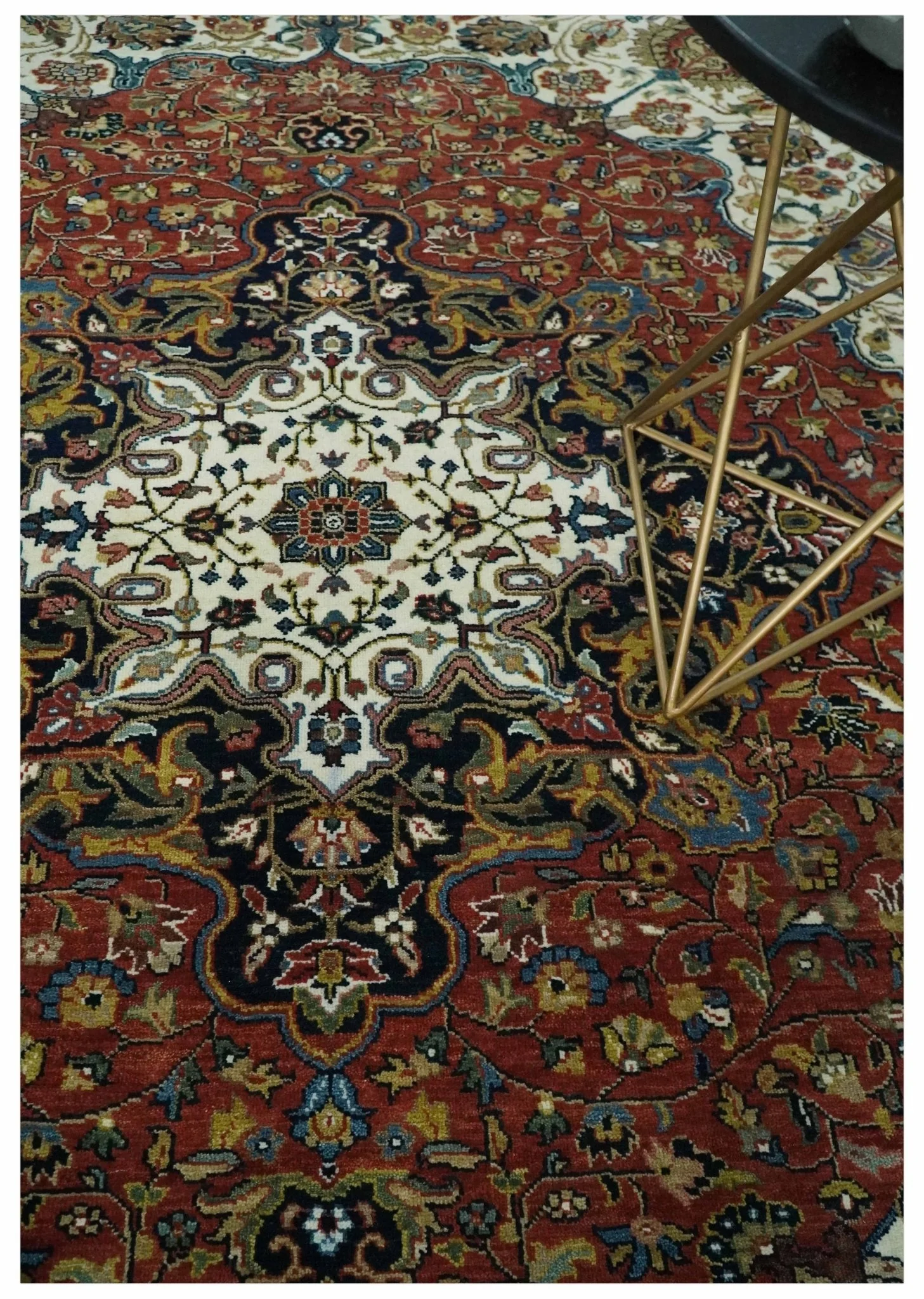 Fine Hand Knotted Brown, Ivory and Black 8x10 and 10x14 Traditional Wool Rug - Image 2