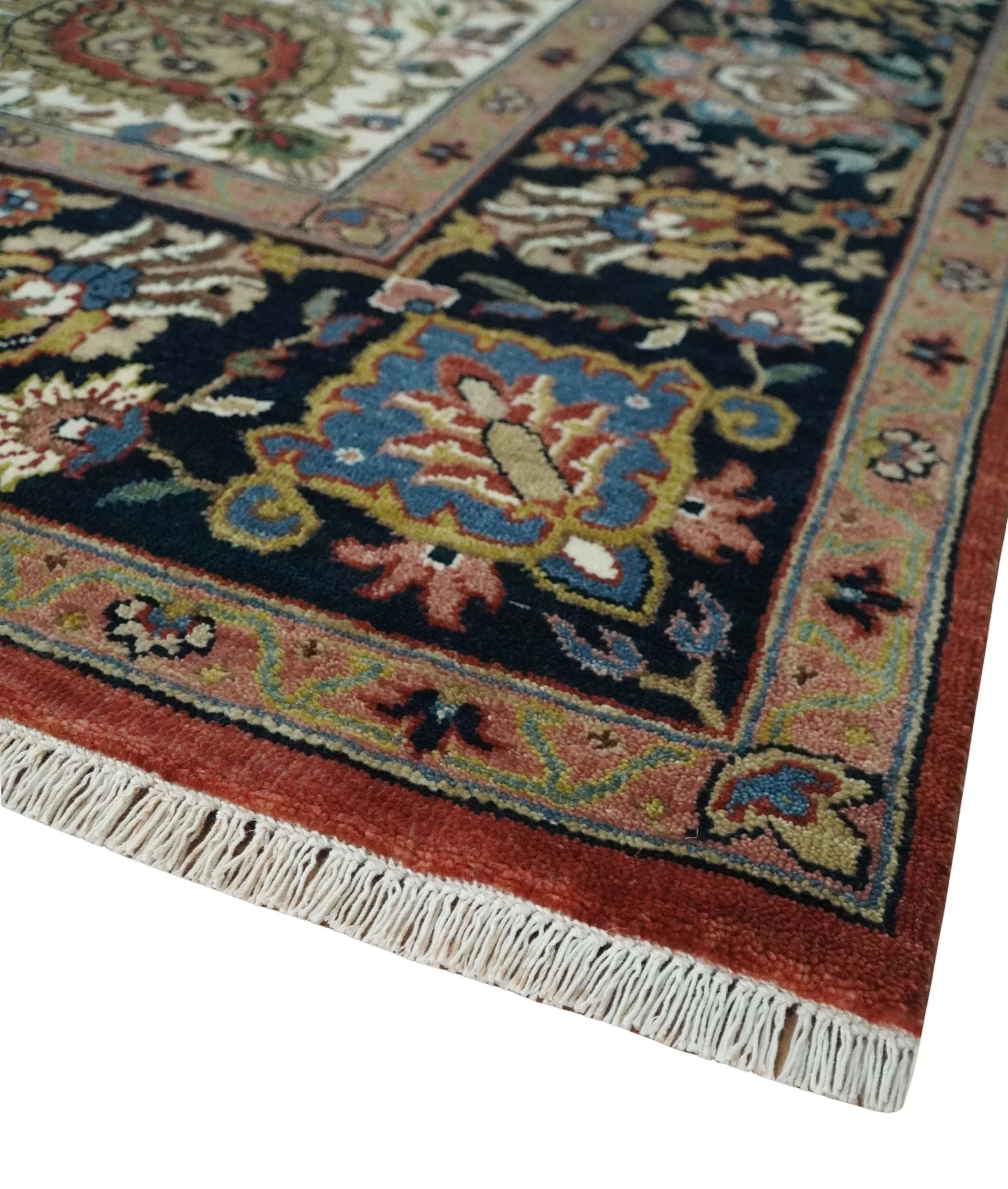 Fine Hand Knotted Brown, Ivory and Black 8x10 and 10x14 Traditional Wool Rug - Image 5