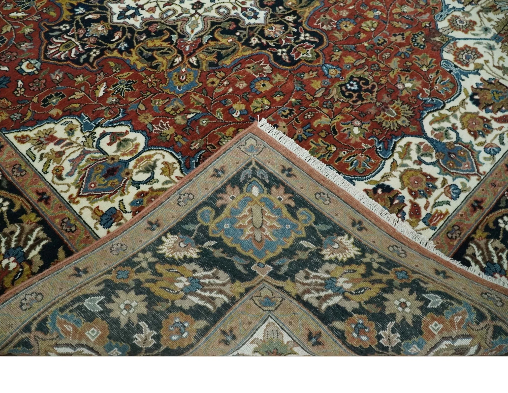 Fine Hand Knotted Brown, Ivory and Black 8x10 and 10x14 Traditional Wool Rug - Image 7