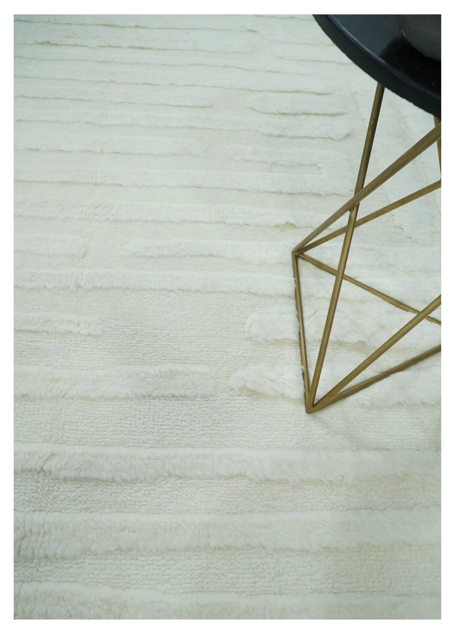 Premium 8x10 carved Texture Ivory hand knotted wool Area rug - Image 2