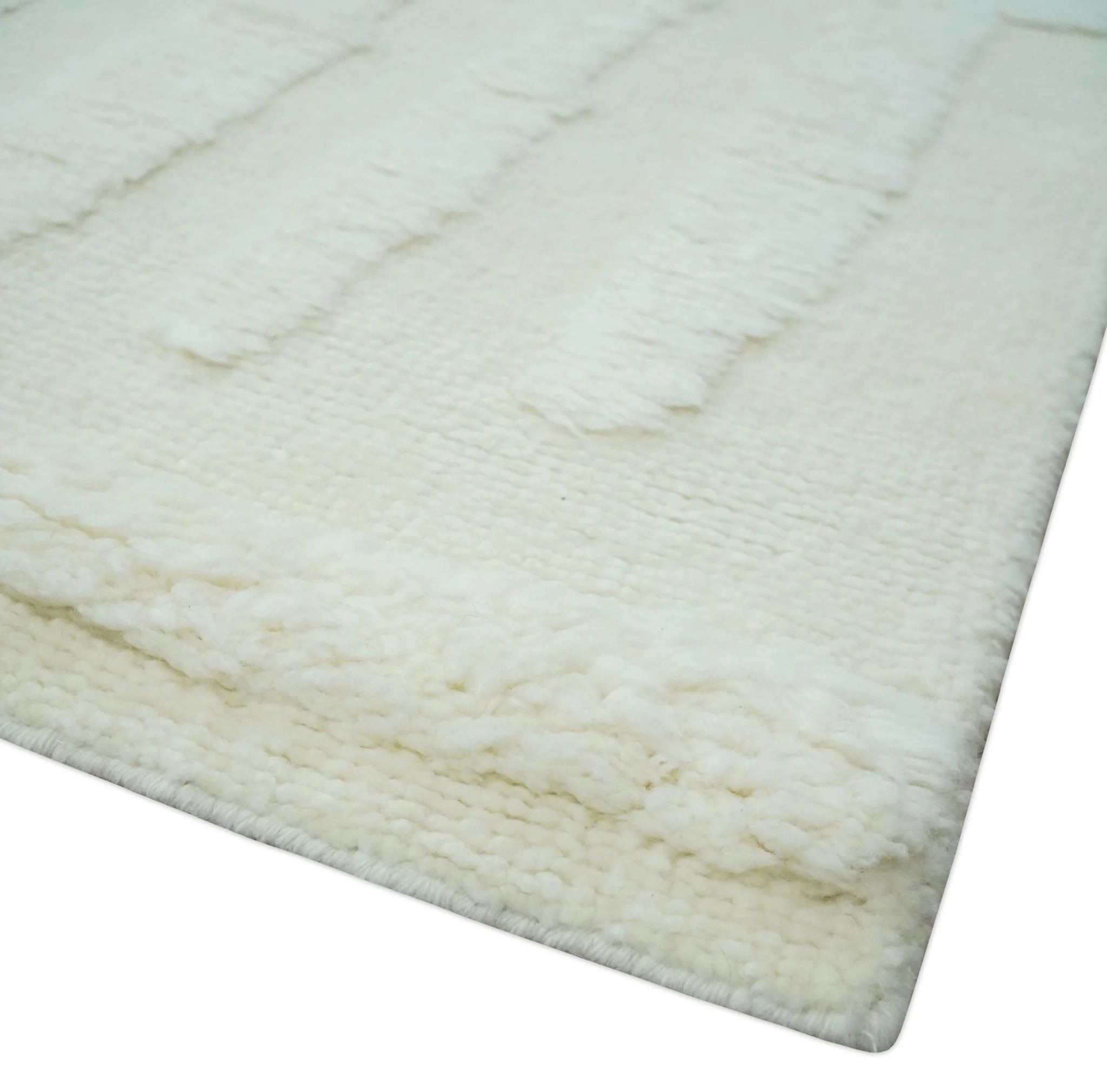 Premium 8x10 carved Texture Ivory hand knotted wool Area rug - Image 5