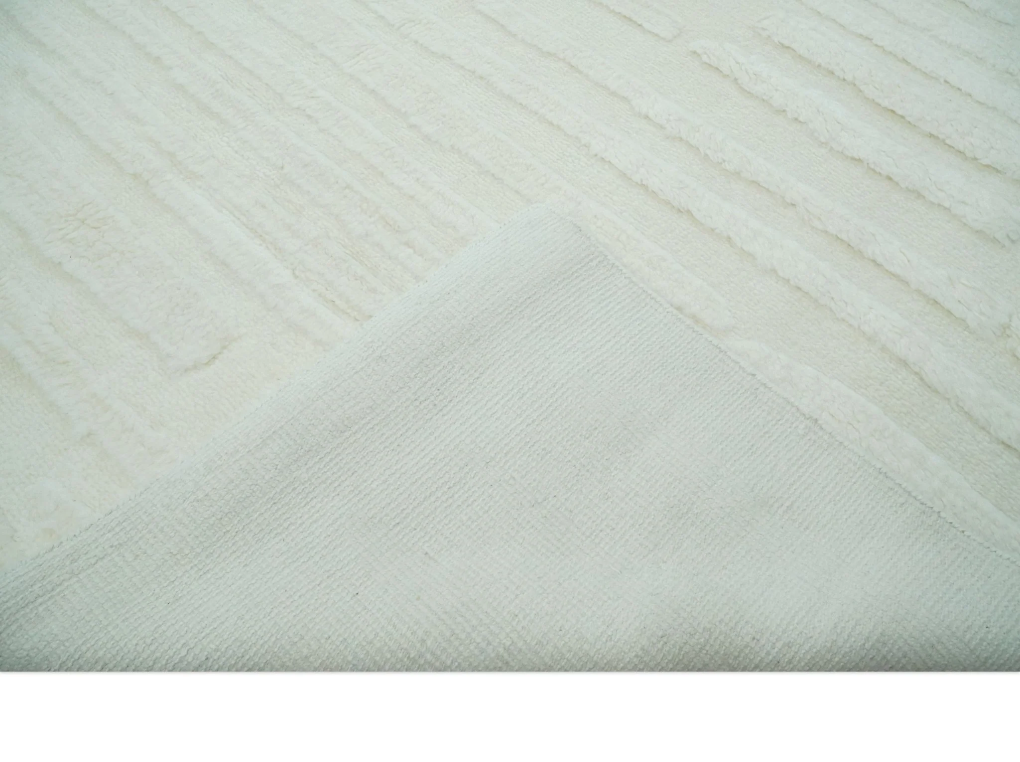 Premium 8x10 carved Texture Ivory hand knotted wool Area rug - Image 8