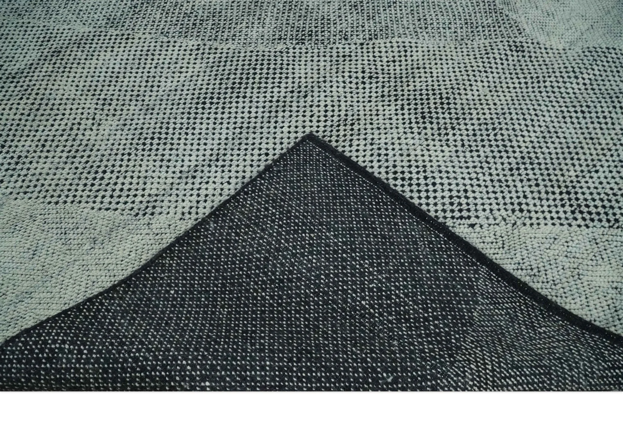 Contemporary Charcoal, Silver and Beige Design 9x12 Hand knotted wool Area Rug - Image 6