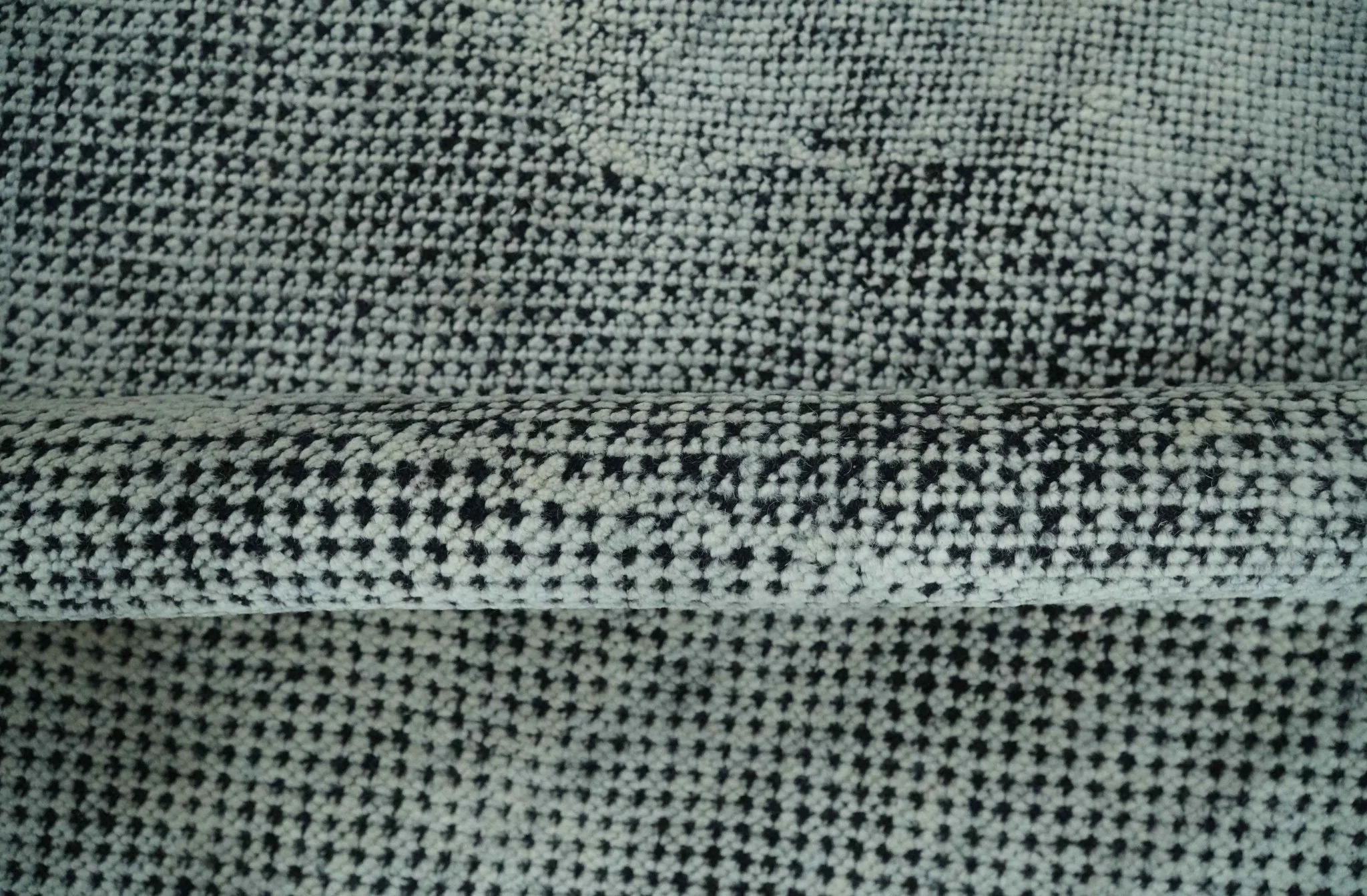 Contemporary Charcoal, Silver and Beige Design 9x12 Hand knotted wool Area Rug - Image 7