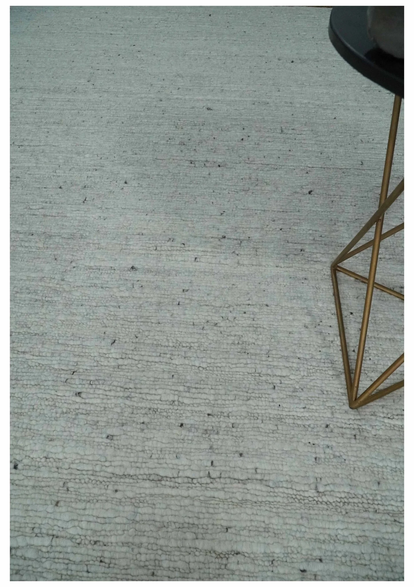 Premium Contemporary loop Pile Ivory Hand woven wool Area Rug - Image 2