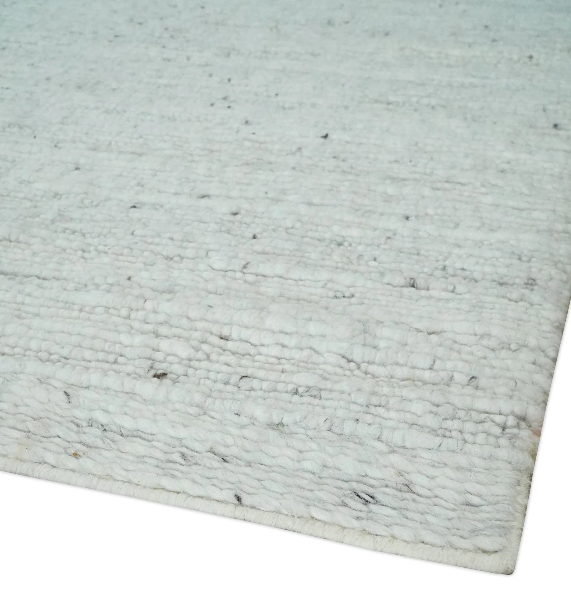 Premium Contemporary loop Pile Ivory Hand woven wool Area Rug - Image 5