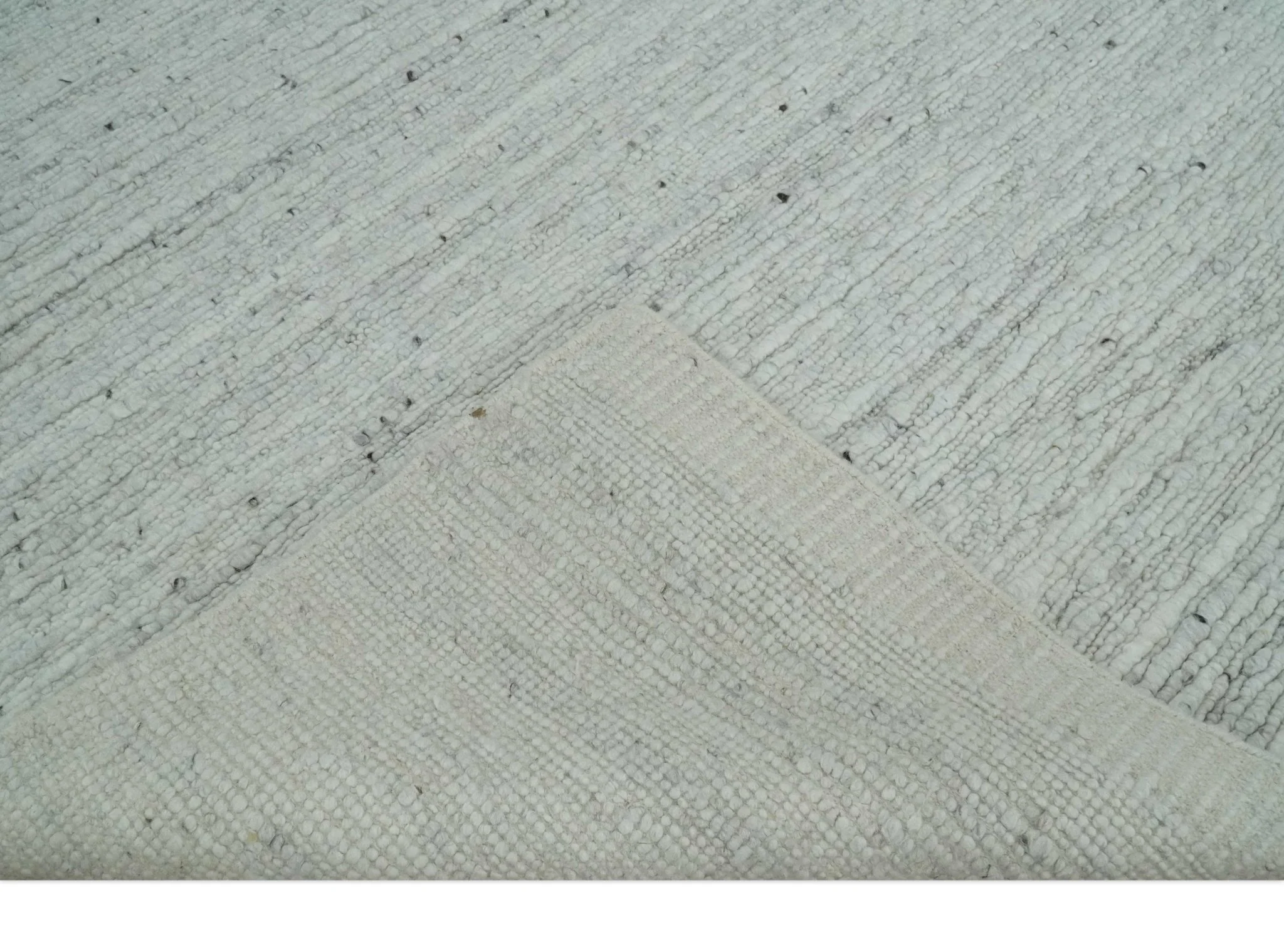 Premium Contemporary loop Pile Ivory Hand woven wool Area Rug - Image 7