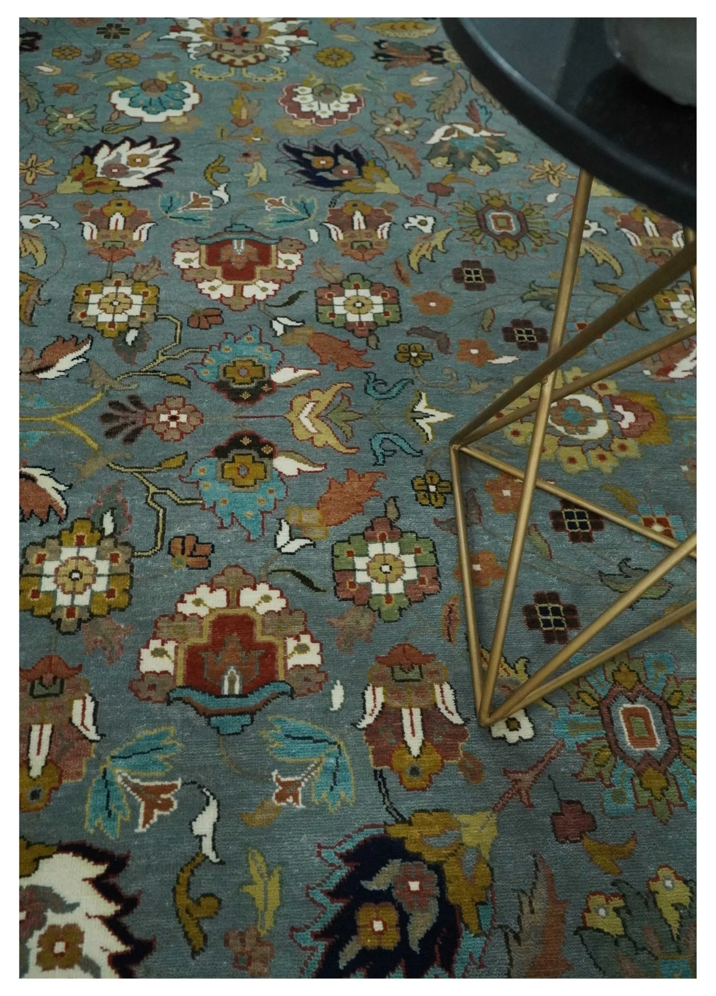 Fine Gray and Ivory Hand knotted Traditional 9x12 wool Area Rug - Image 2