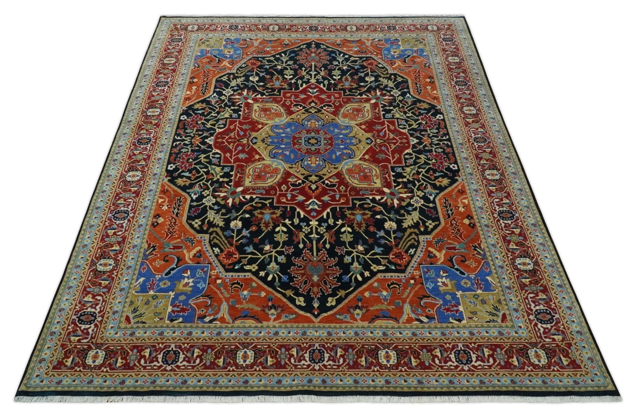 Premium Fine Olive, Brown, Black and Rust 8x10 and 9x12 Traditional Serapi wool Area Rug - Image 10