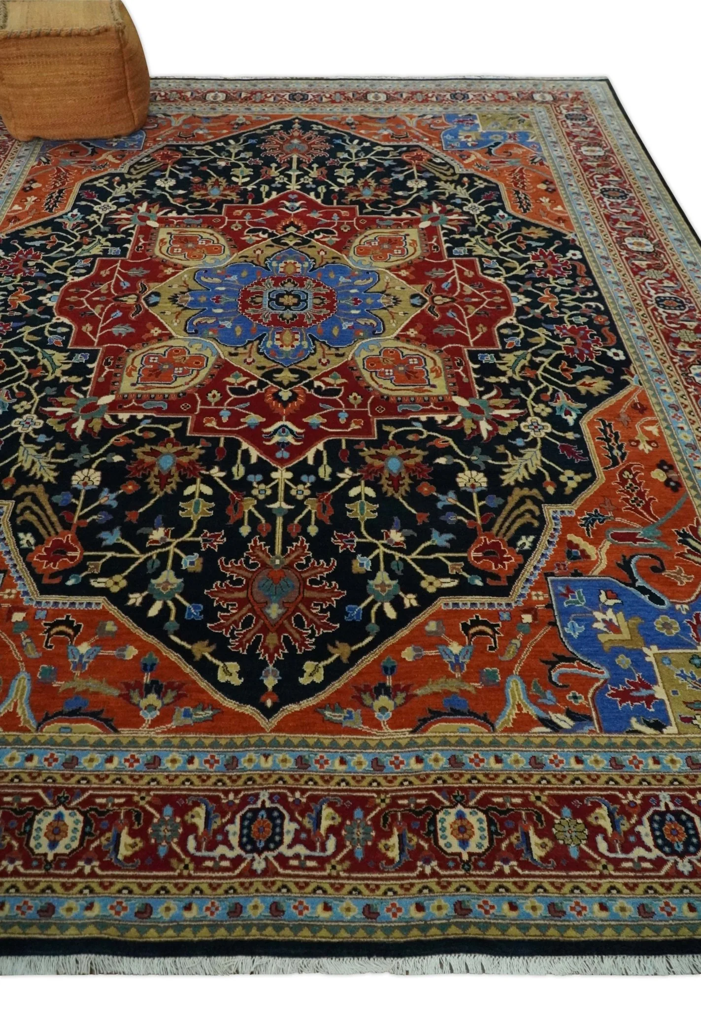 Premium Fine Olive, Brown, Black and Rust 8x10 and 9x12 Traditional Serapi wool Area Rug - Image 3