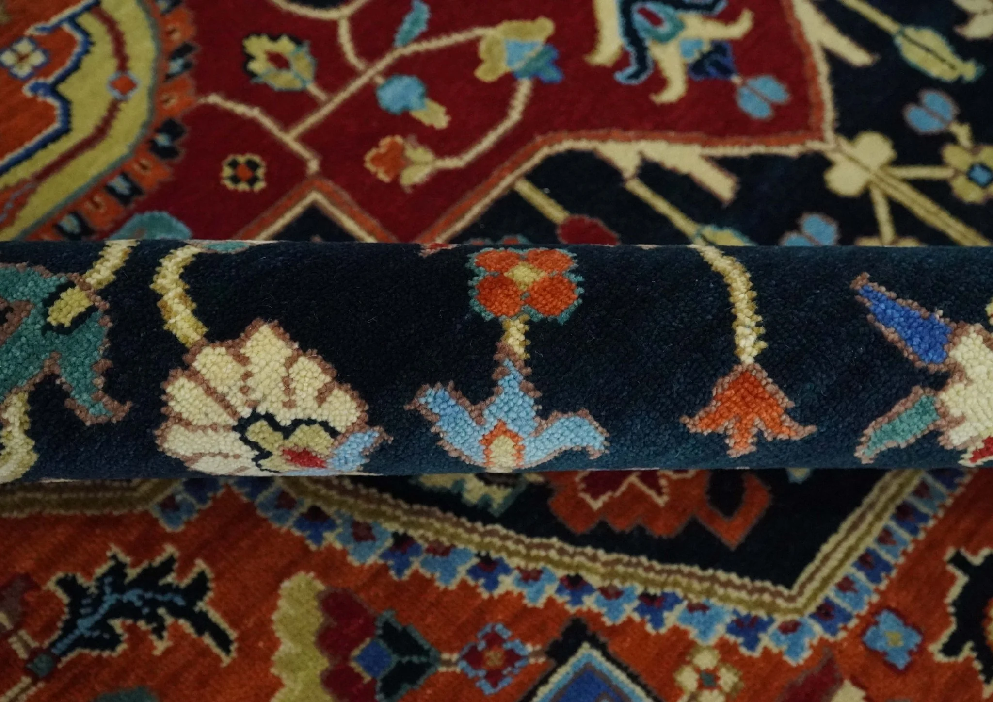 Premium Fine Olive, Brown, Black and Rust 8x10 and 9x12 Traditional Serapi wool Area Rug - Image 7