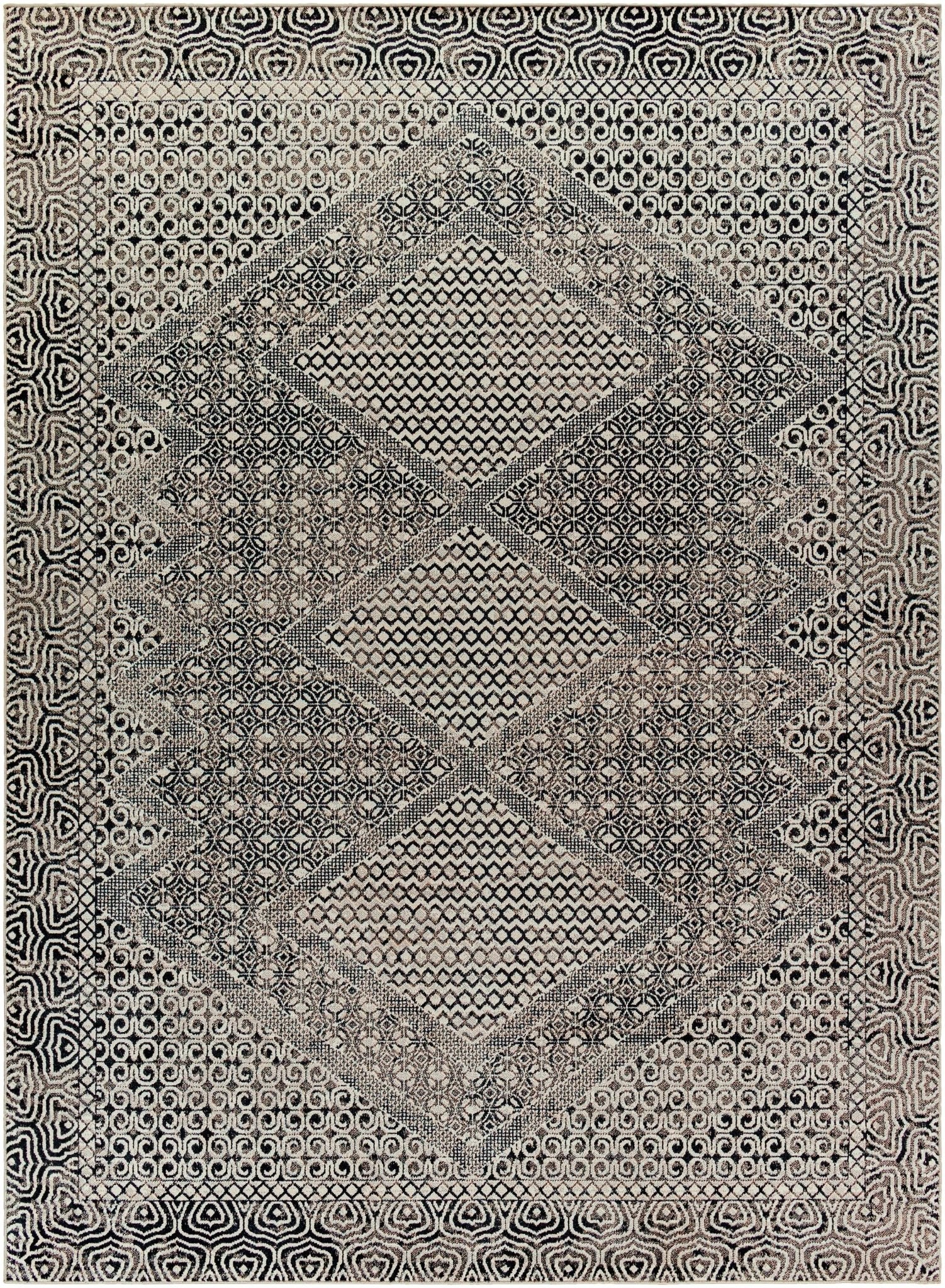 Premium look Silver and Black Geometrical washable Area Rug - Image 10