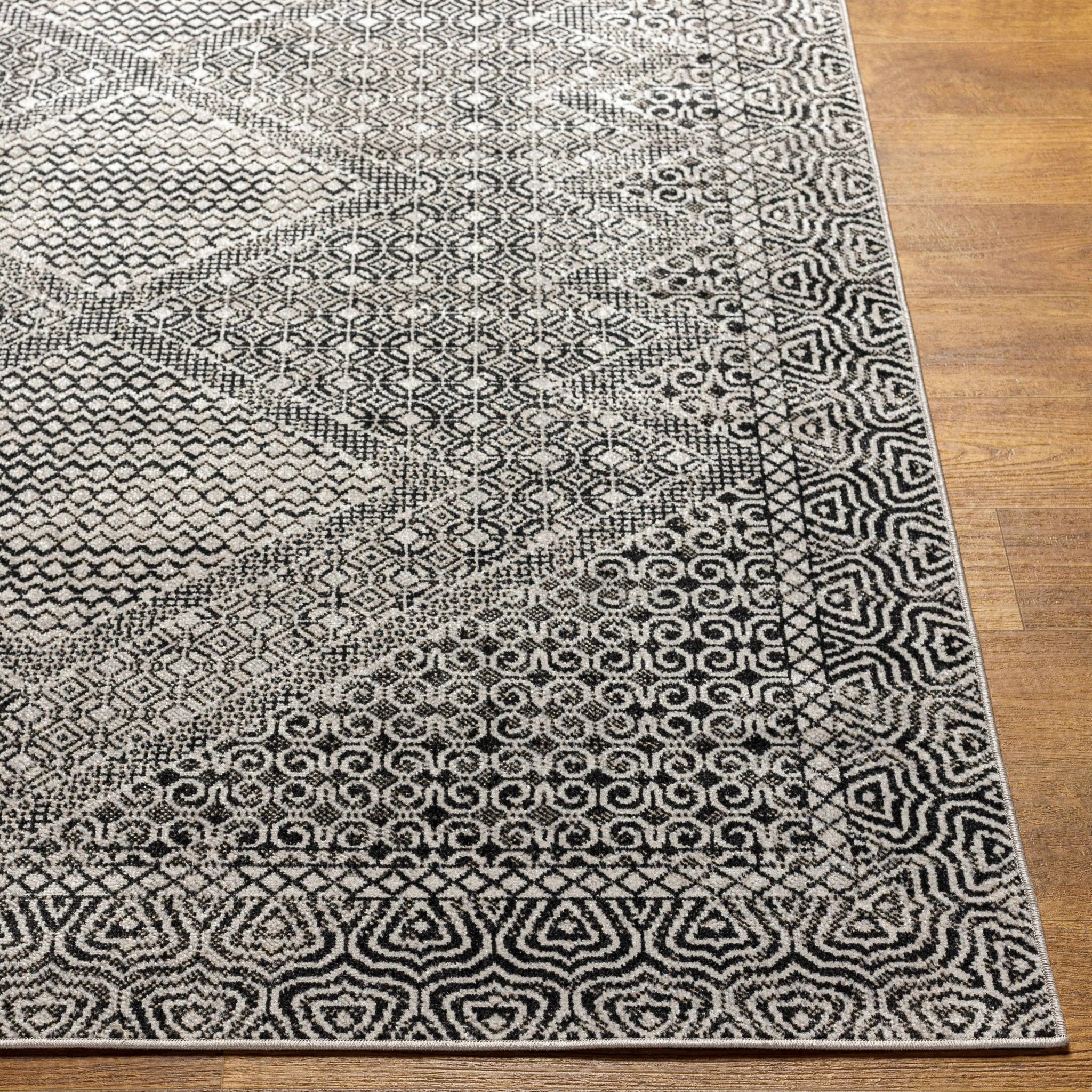 Premium look Silver and Black Geometrical washable Area Rug - Image 5