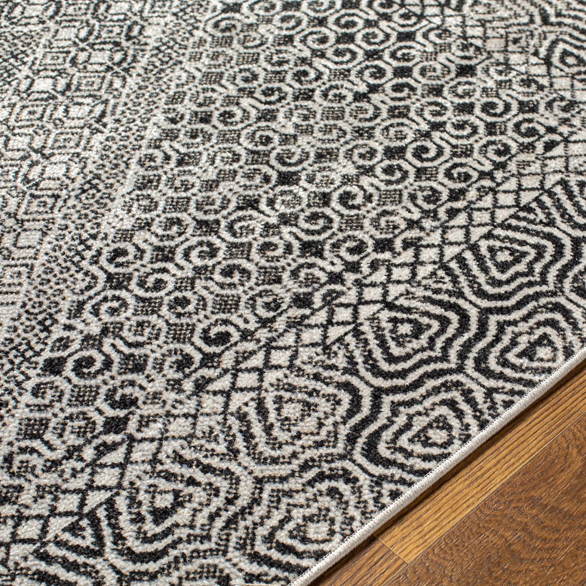 Premium look Silver and Black Geometrical washable Area Rug - Image 8