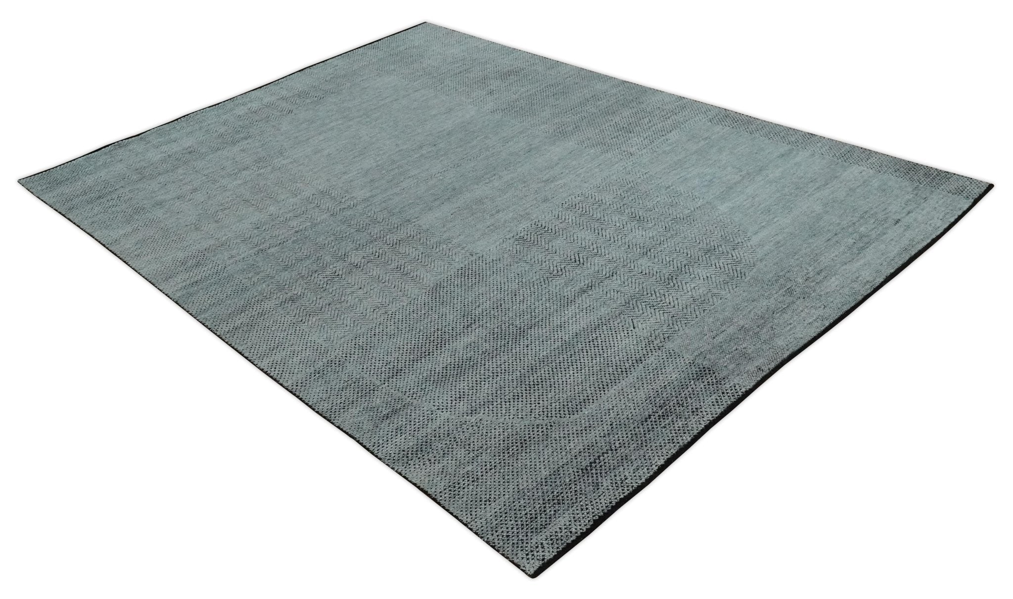 Premium Silver, gray and charcoal Contemporary Design 9x12 Hand knotted wool Area Rug - Image 10