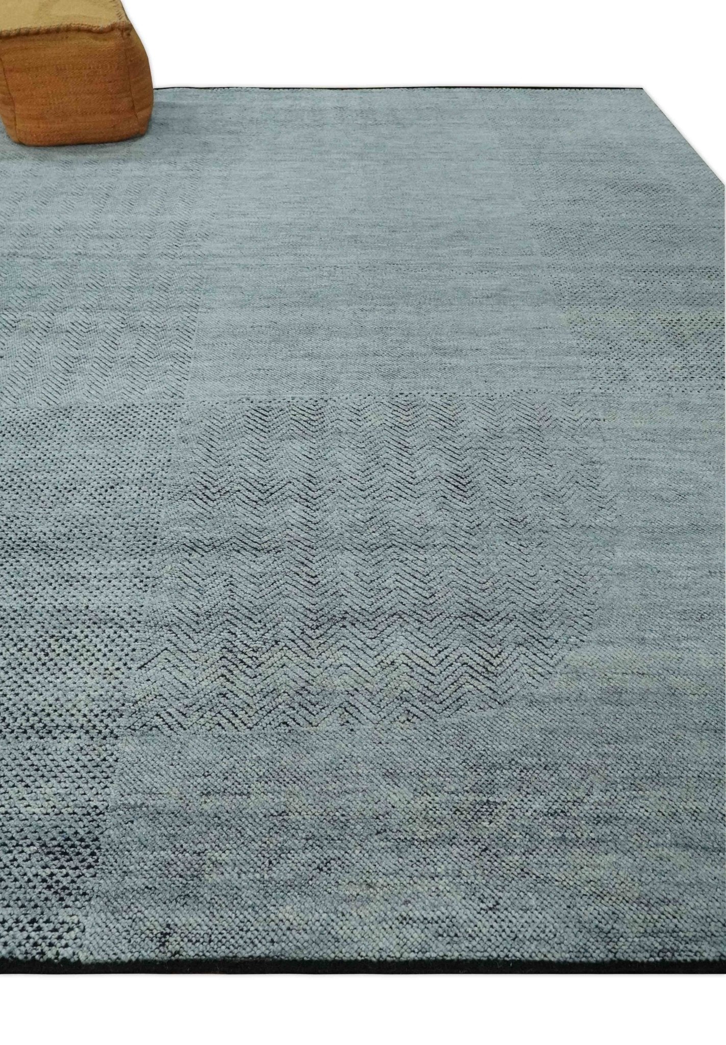 Premium Silver, gray and charcoal Contemporary Design 9x12 Hand knotted wool Area Rug - Image 3