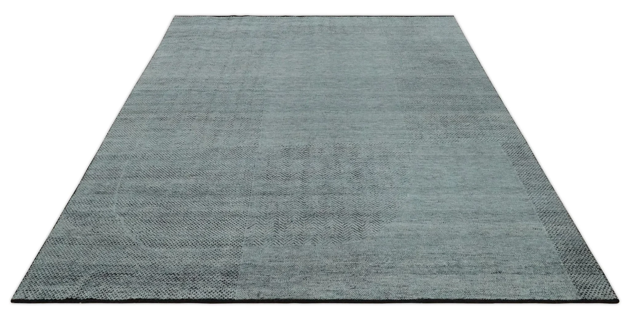 Premium Silver, gray and charcoal Contemporary Design 9x12 Hand knotted wool Area Rug - Image 9
