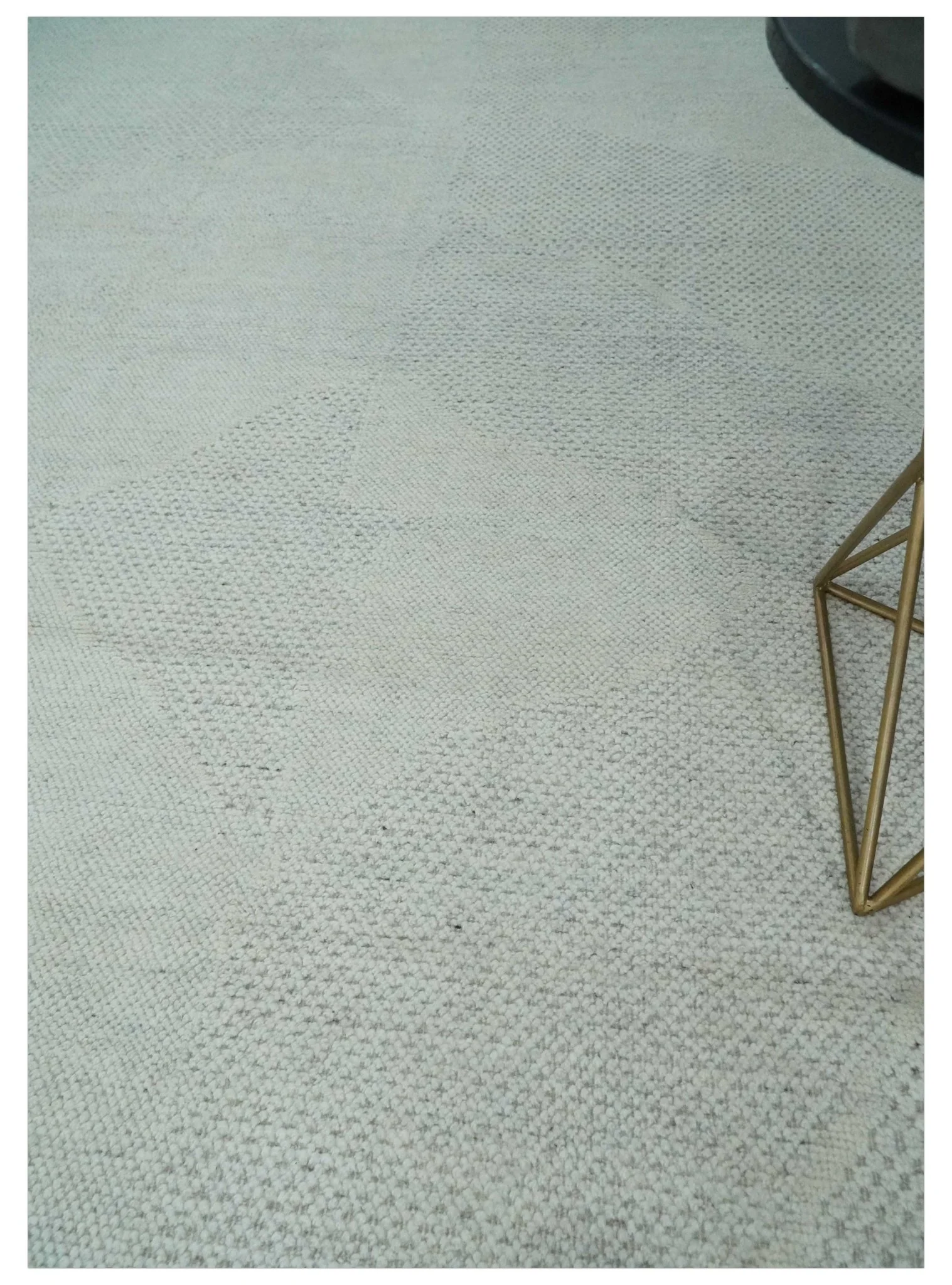 Premium look Solid Ivory Antique carved Design 9x12 Hand knotted wool Area Rug - Image 2