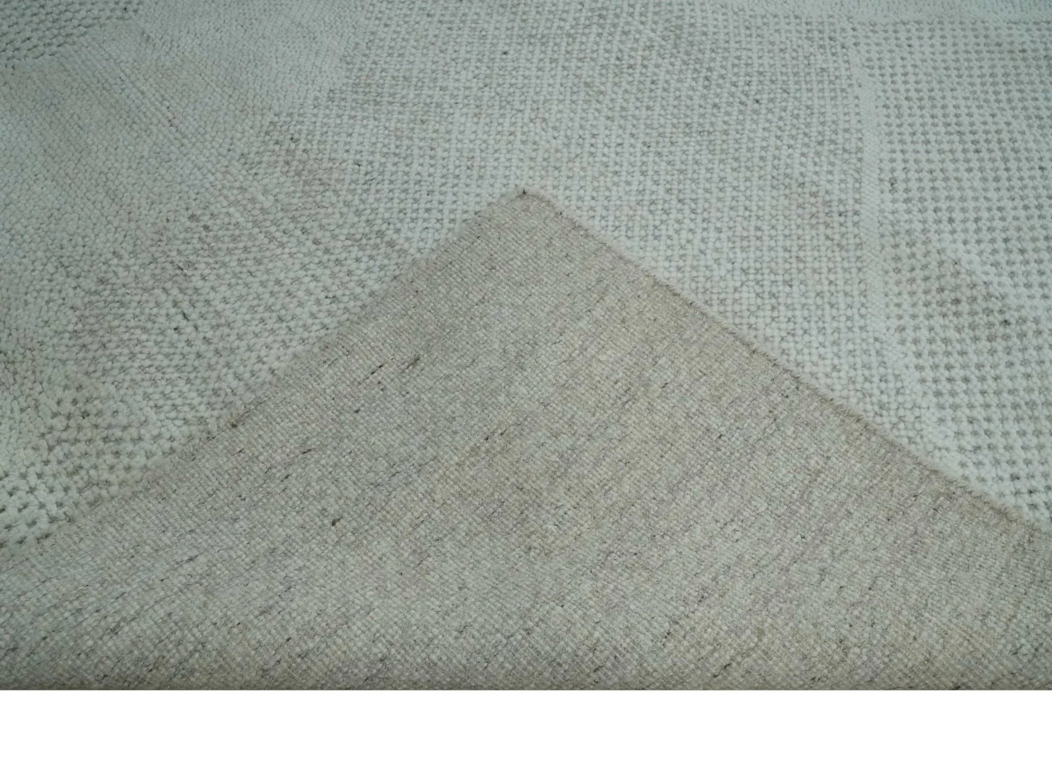 Premium look Solid Ivory Antique carved Design 9x12 Hand knotted wool Area Rug - Image 7