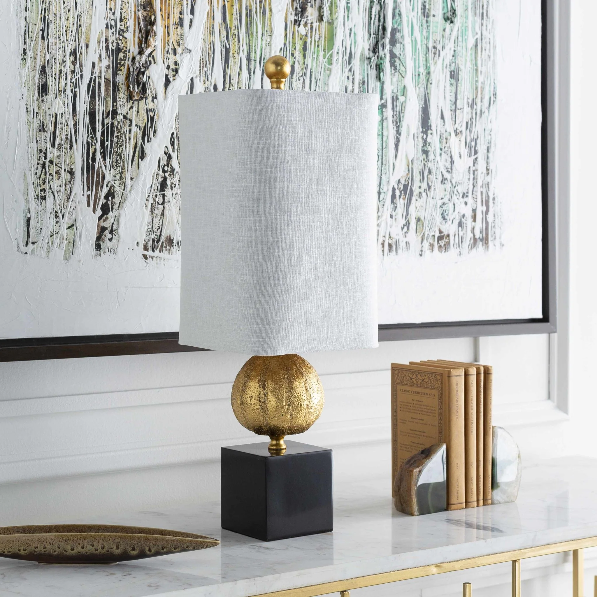 Premium White, Gold and Black Modern Table Lamp Perfect for Home Decor - Image 2