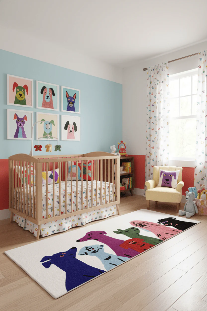 Pup Parade Multicolor Hand Tufted 3x7 Wool Area Rug - Image 2