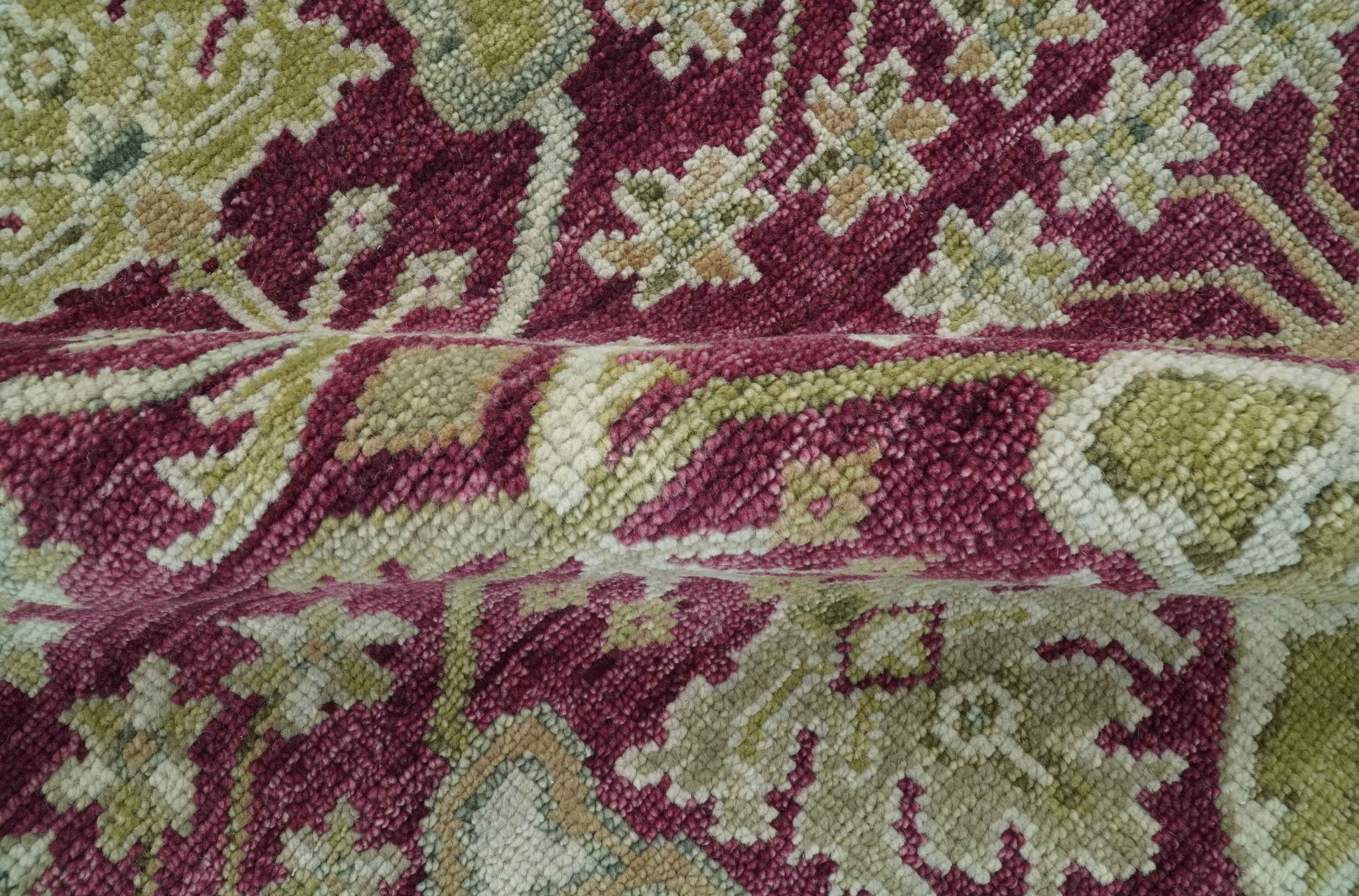 Custom Made Plum and Olive Traditional Dragon Oushak Design Hand knotted wool rug - Image 8