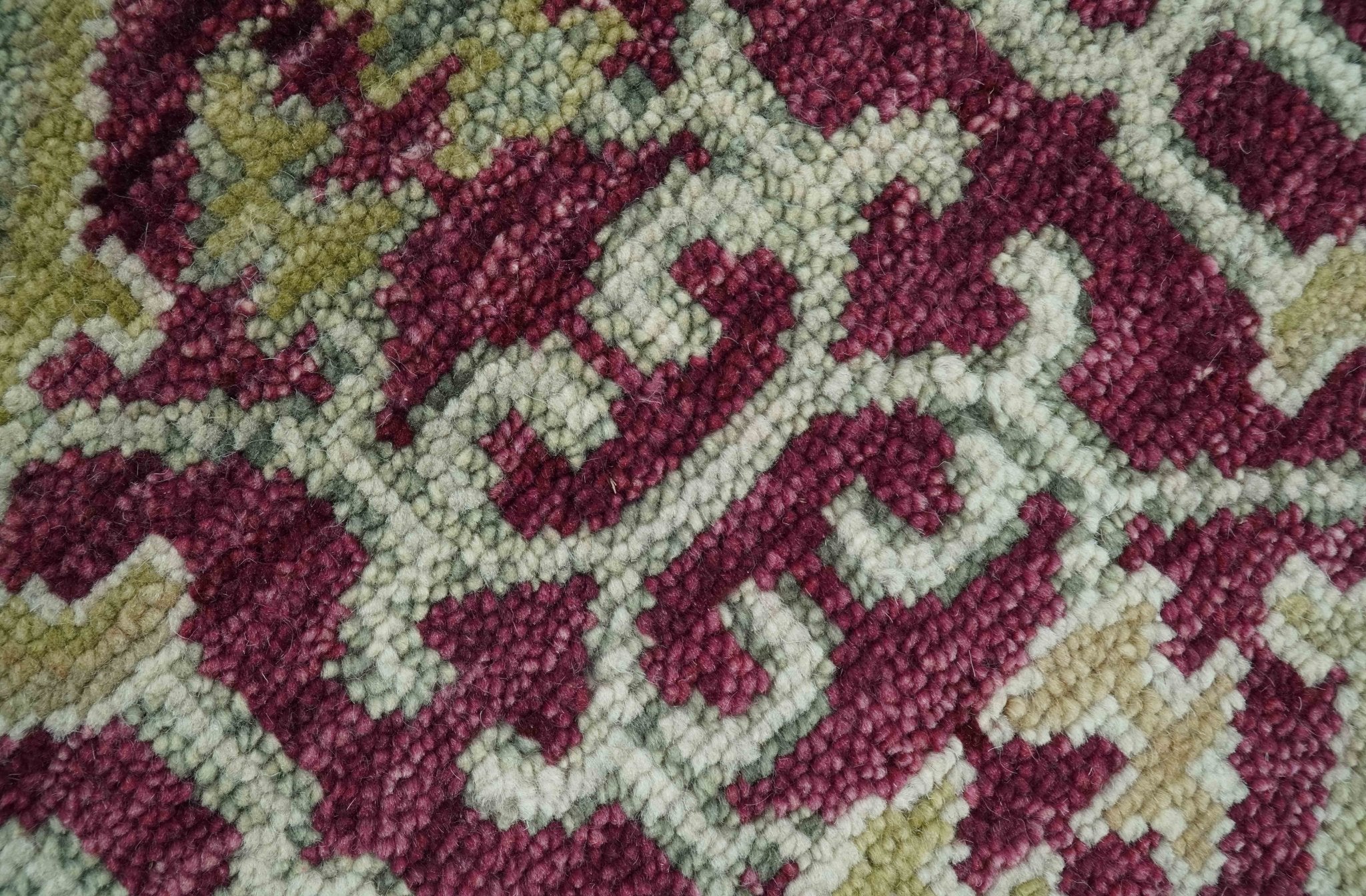 Purple and Olive 8x10 Traditional Dragon Oushak Design Hand knotted wool area rug - Image 3