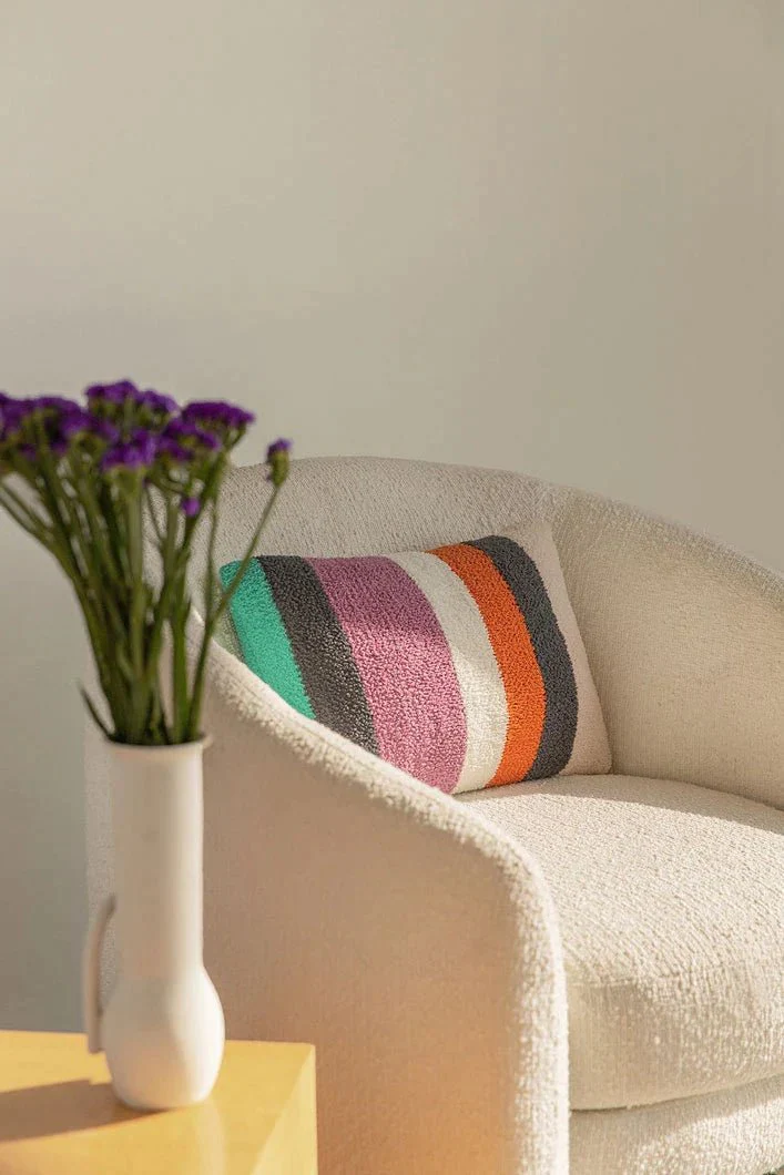 Purple And Colorful Striped Mini Pillow - Image 3