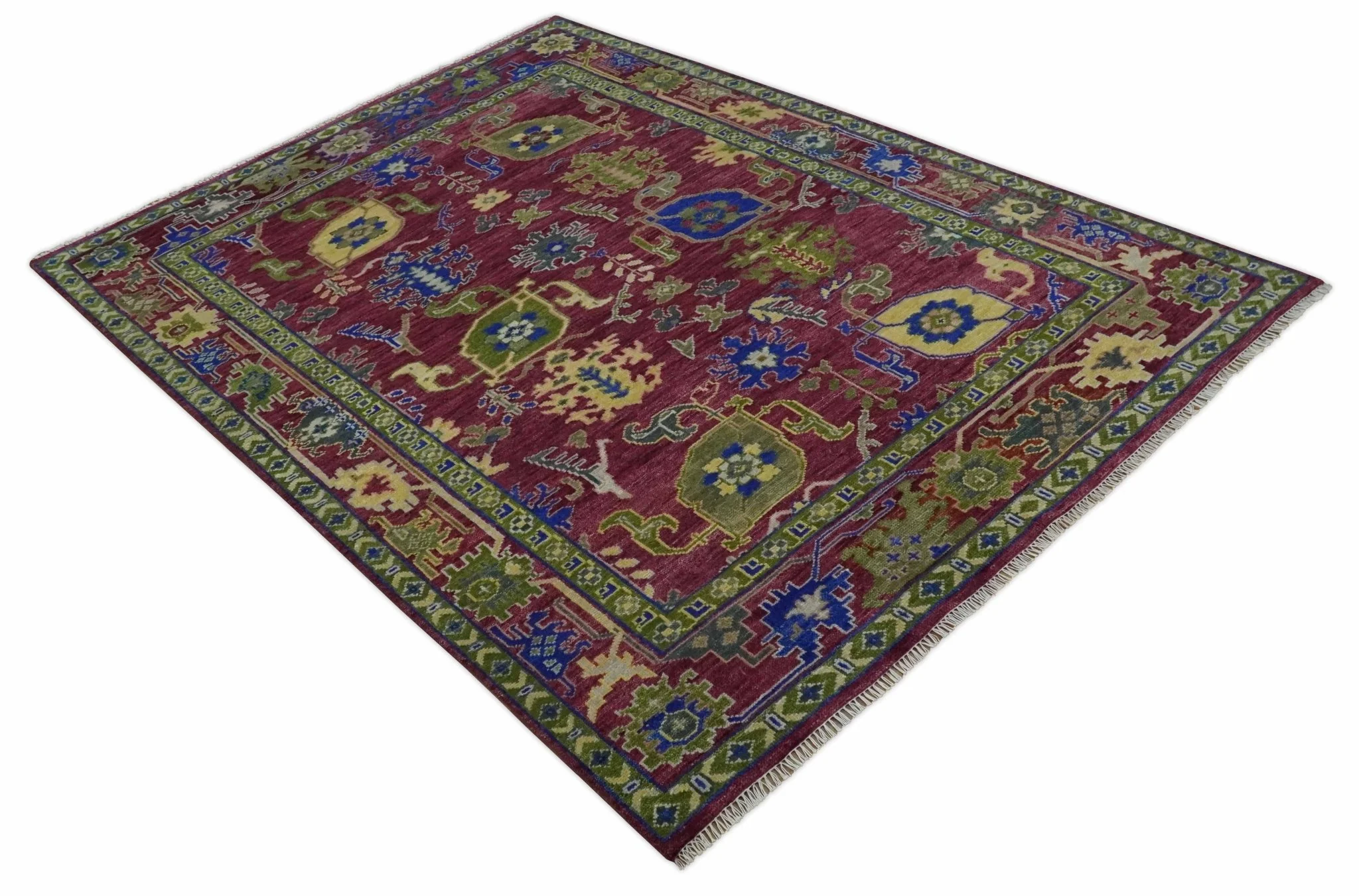 Purple, Green and Blue Hand knotted Traditional Oushak 9x12 wool Area Rug - Image 11