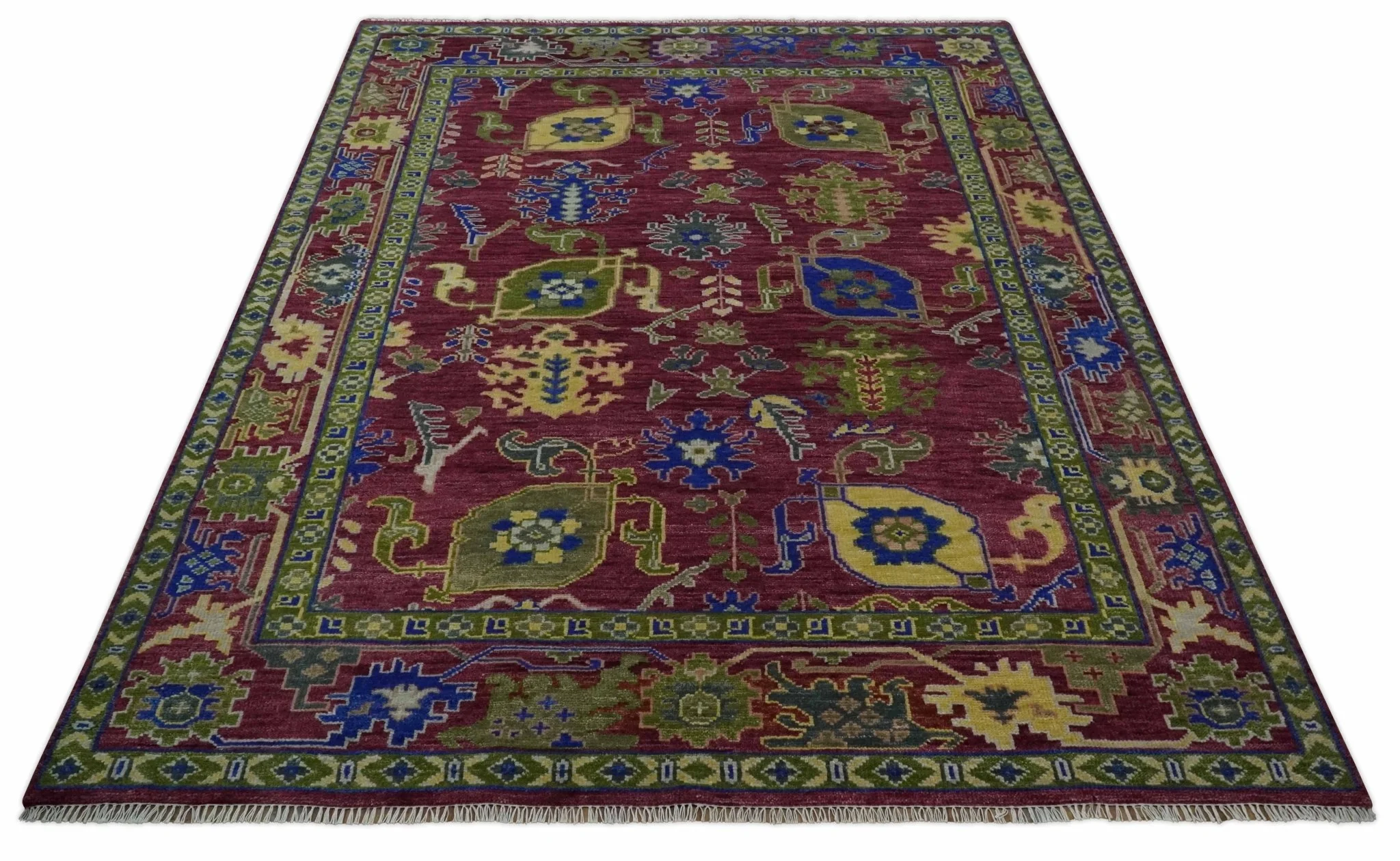 Purple, Green and Blue Hand knotted Traditional Oushak 9x12 wool Area Rug - Image 12