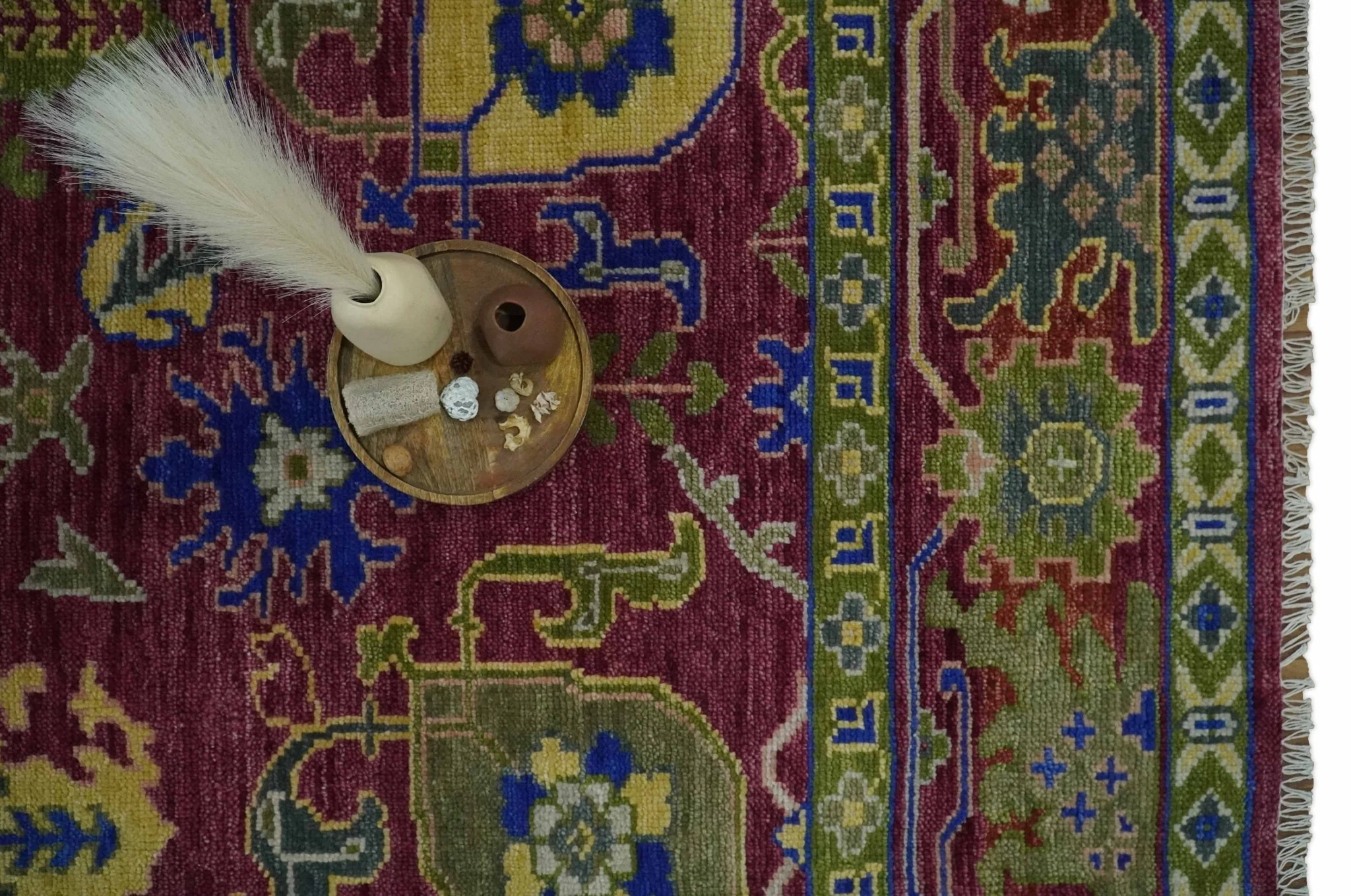 Purple, Green and Blue Hand knotted Traditional Oushak 9x12 wool Area Rug - Image 13
