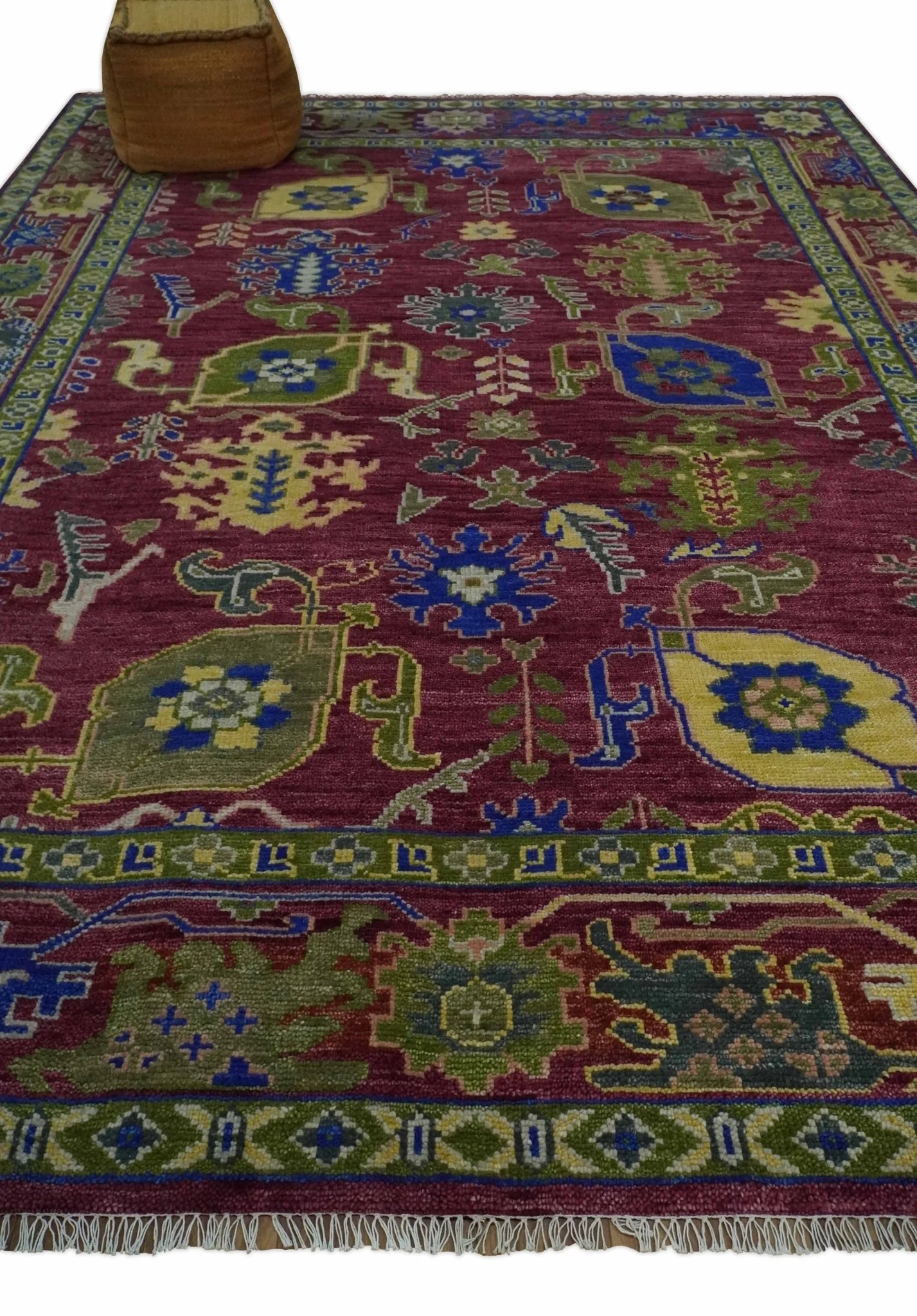 Purple, Green and Blue Hand knotted Traditional Oushak 9x12 wool Area Rug - Image 3
