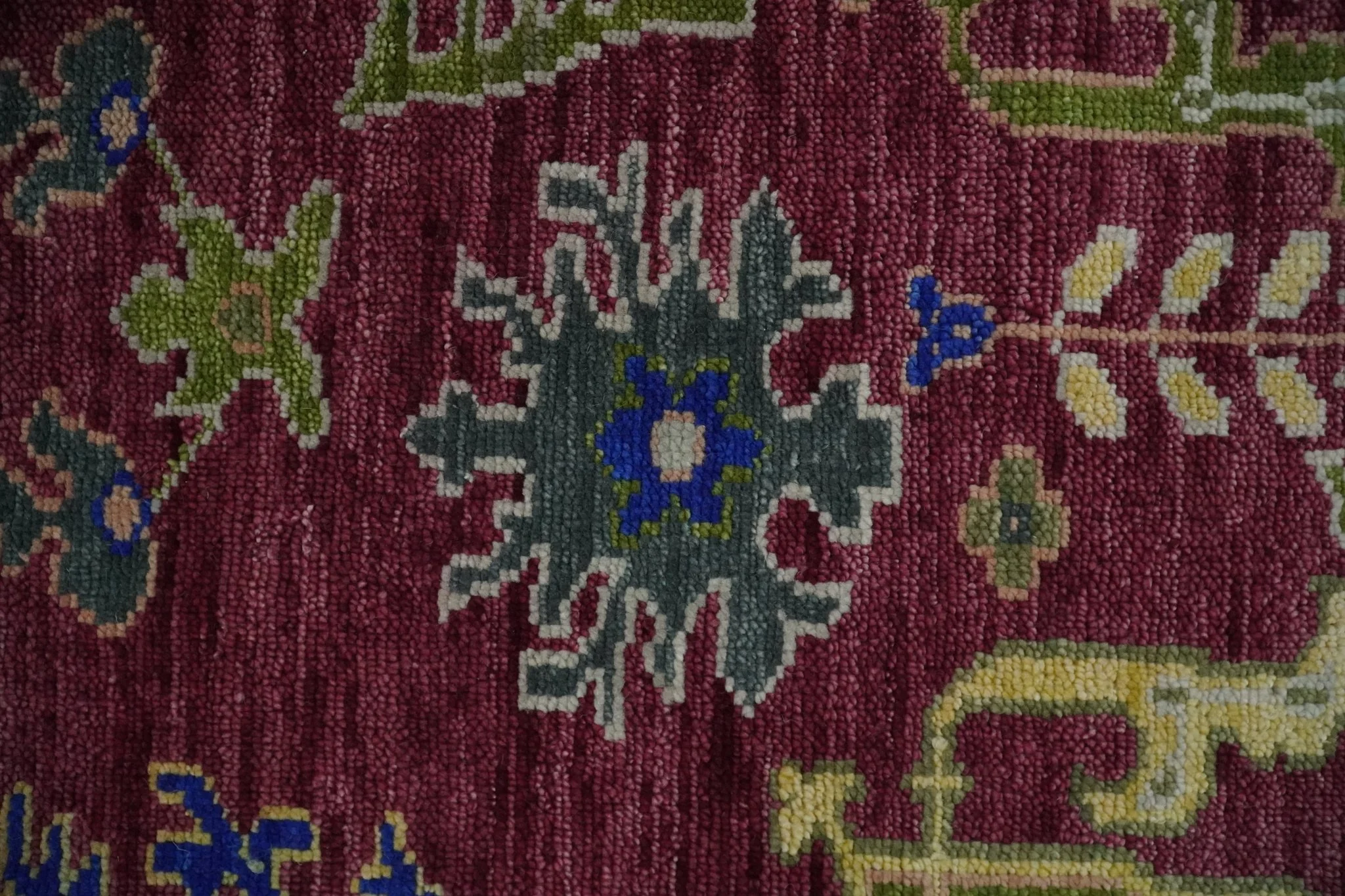 Purple, Green and Blue Hand knotted Traditional Oushak 9x12 wool Area Rug - Image 4