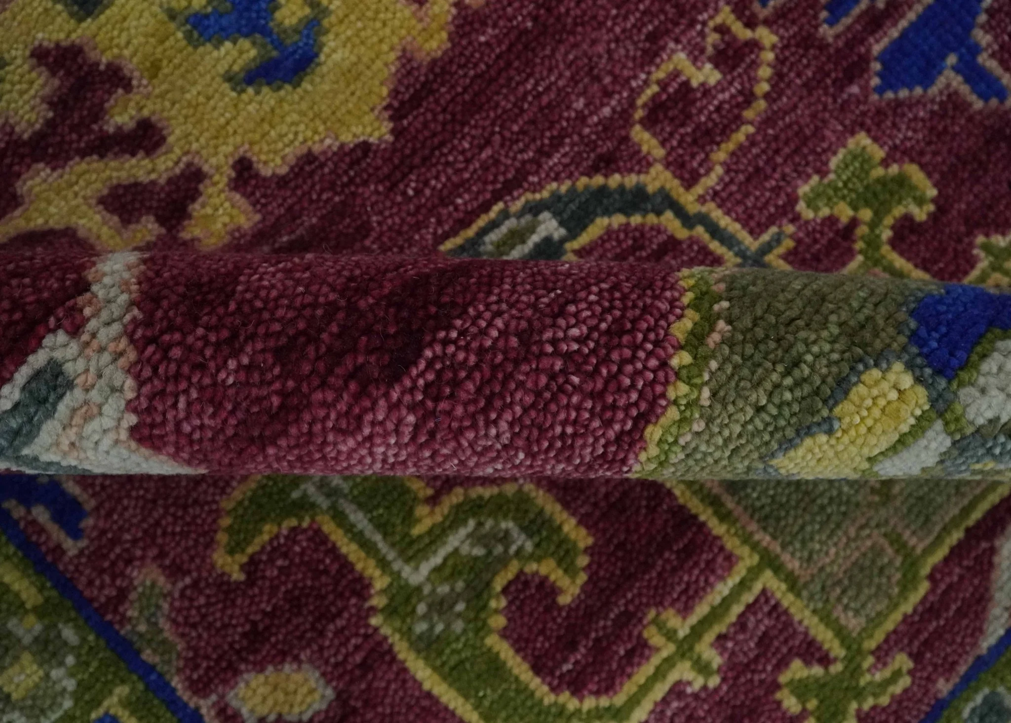 Purple, Green and Blue Hand knotted Traditional Oushak 9x12 wool Area Rug - Image 6