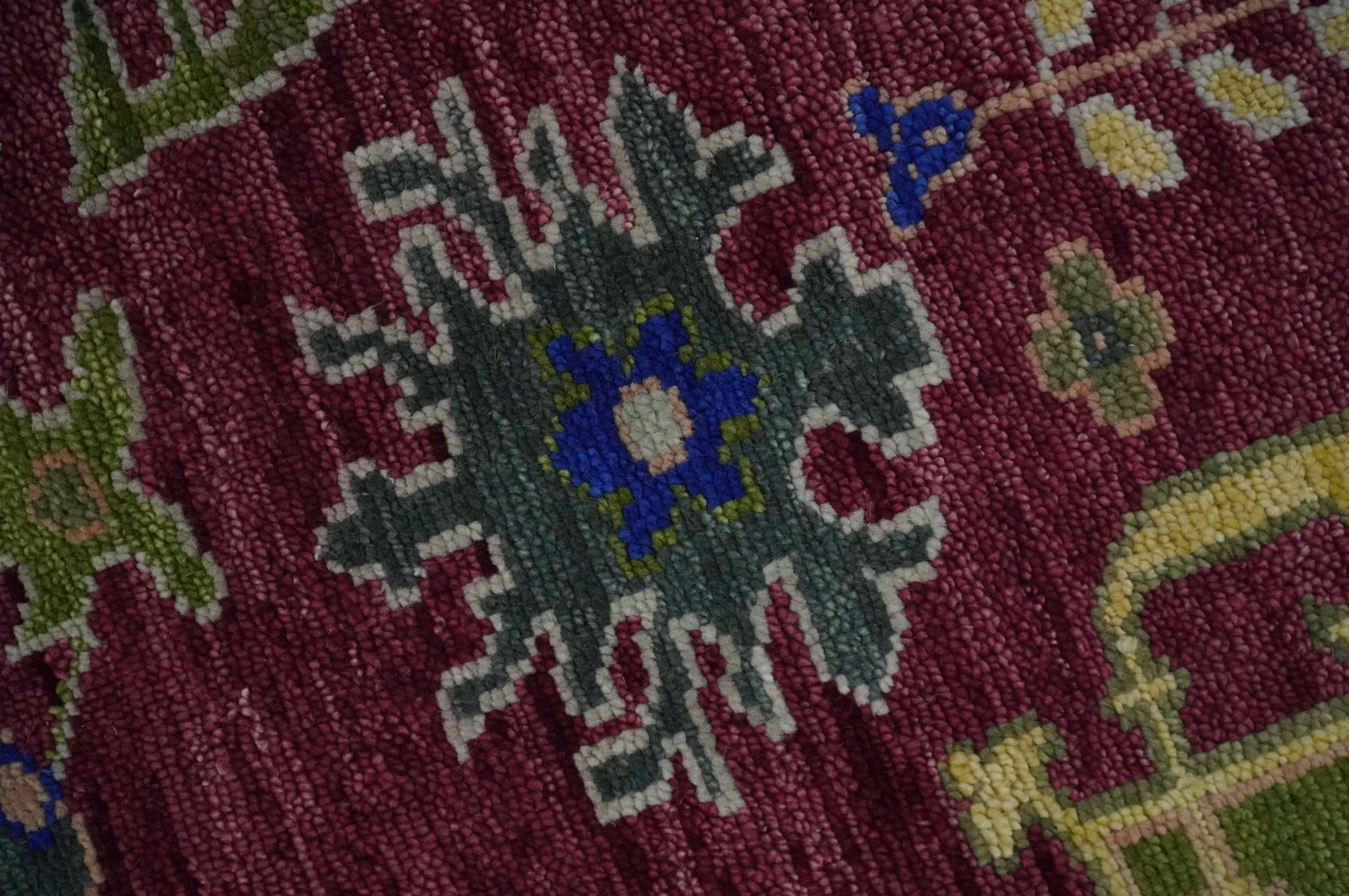 Purple, Green and Blue Hand knotted Traditional Oushak 9x12 wool Area Rug - Image 8