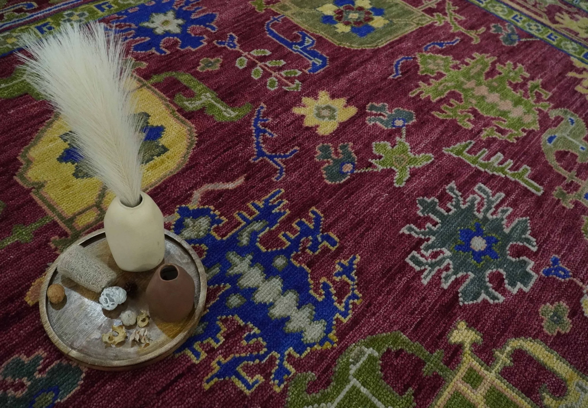 Purple, Green and Blue Hand knotted Traditional Oushak 9x12 wool Area Rug - Image 9