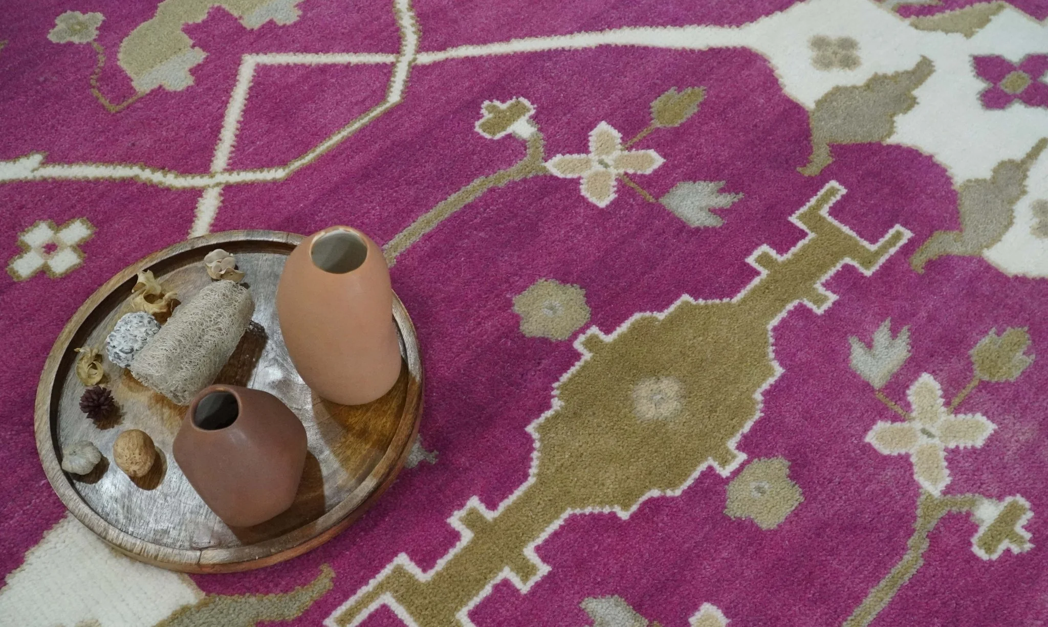Purple, Ivory and Olive Traditional Hand knotted Oriental Oushak 9x12 wool Area Rug - Image 11
