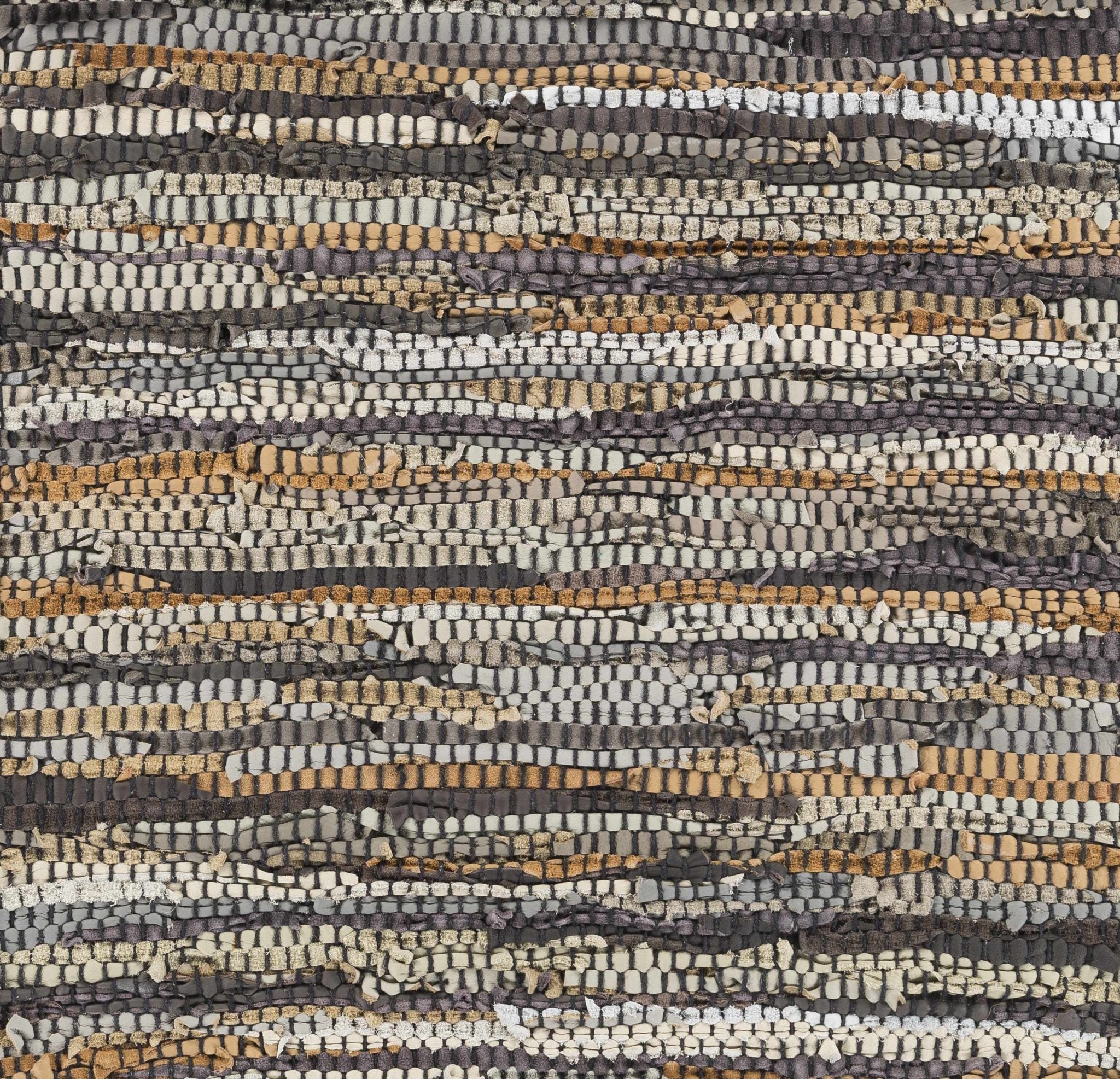 Southwestern Gray And Brown Hand Woven Leather Area Rug - Image 2