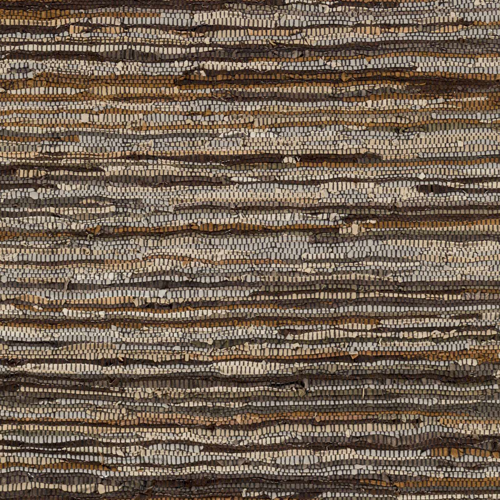 Southwestern Gray And Brown Hand Woven Leather Area Rug - Image 3