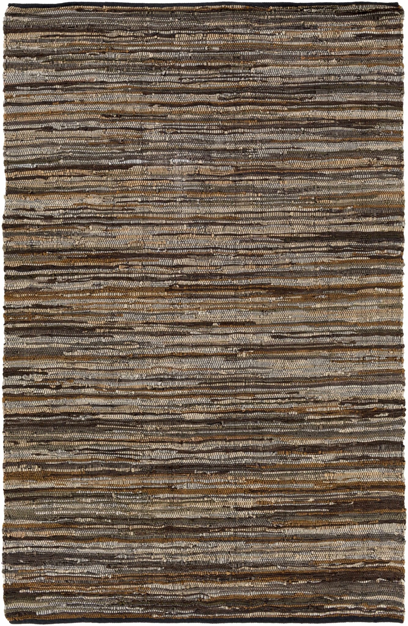 Southwestern Gray And Brown Hand Woven Leather Area Rug - Image 5