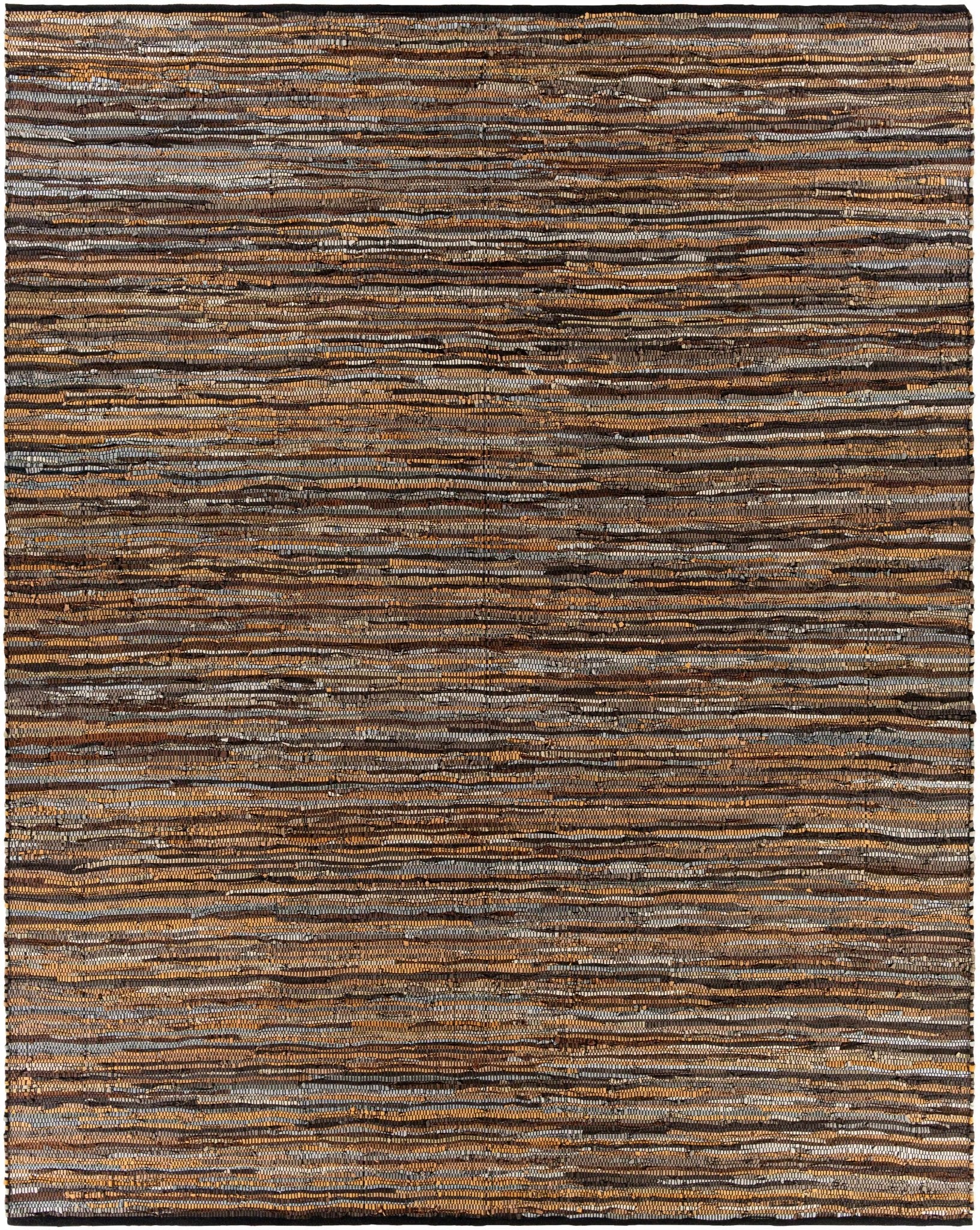 Southwestern Gray And Brown Hand Woven Leather Area Rug - Image 6