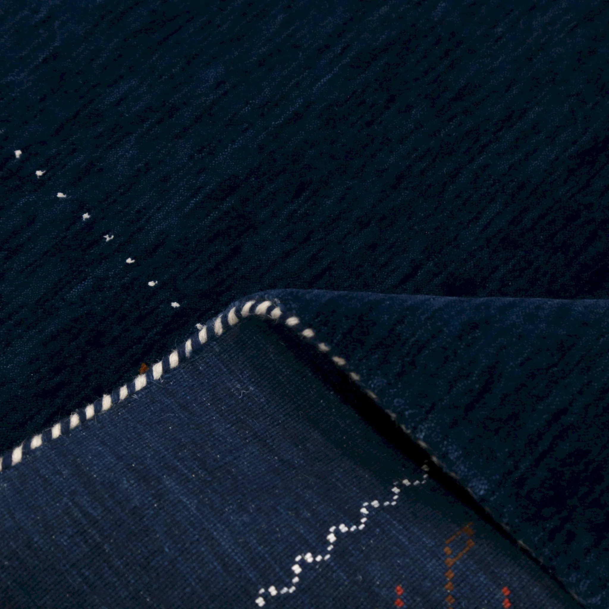 Blue Tribal Border Design Hand Loomed Wool Area Rug - Image 12