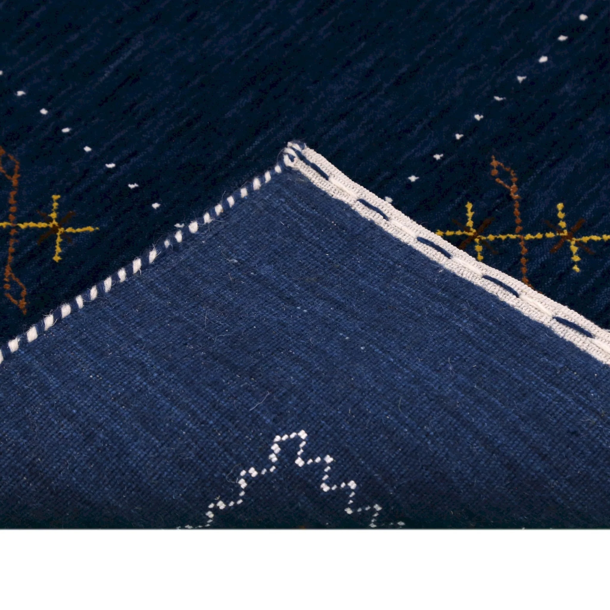 Blue Tribal Border Design Hand Loomed Wool Area Rug - Image 5