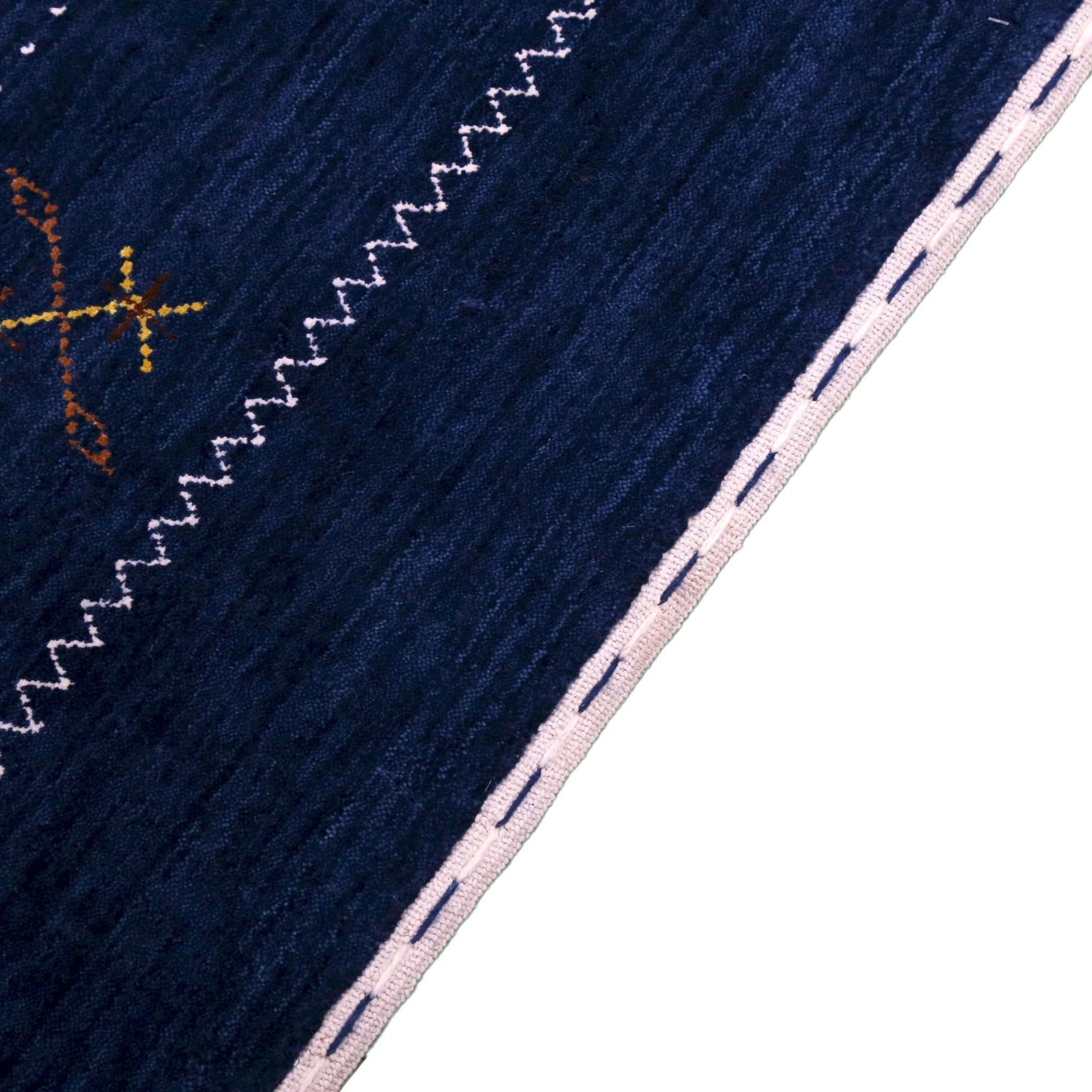 Blue Tribal Border Design Hand Loomed Wool Area Rug - Image 9