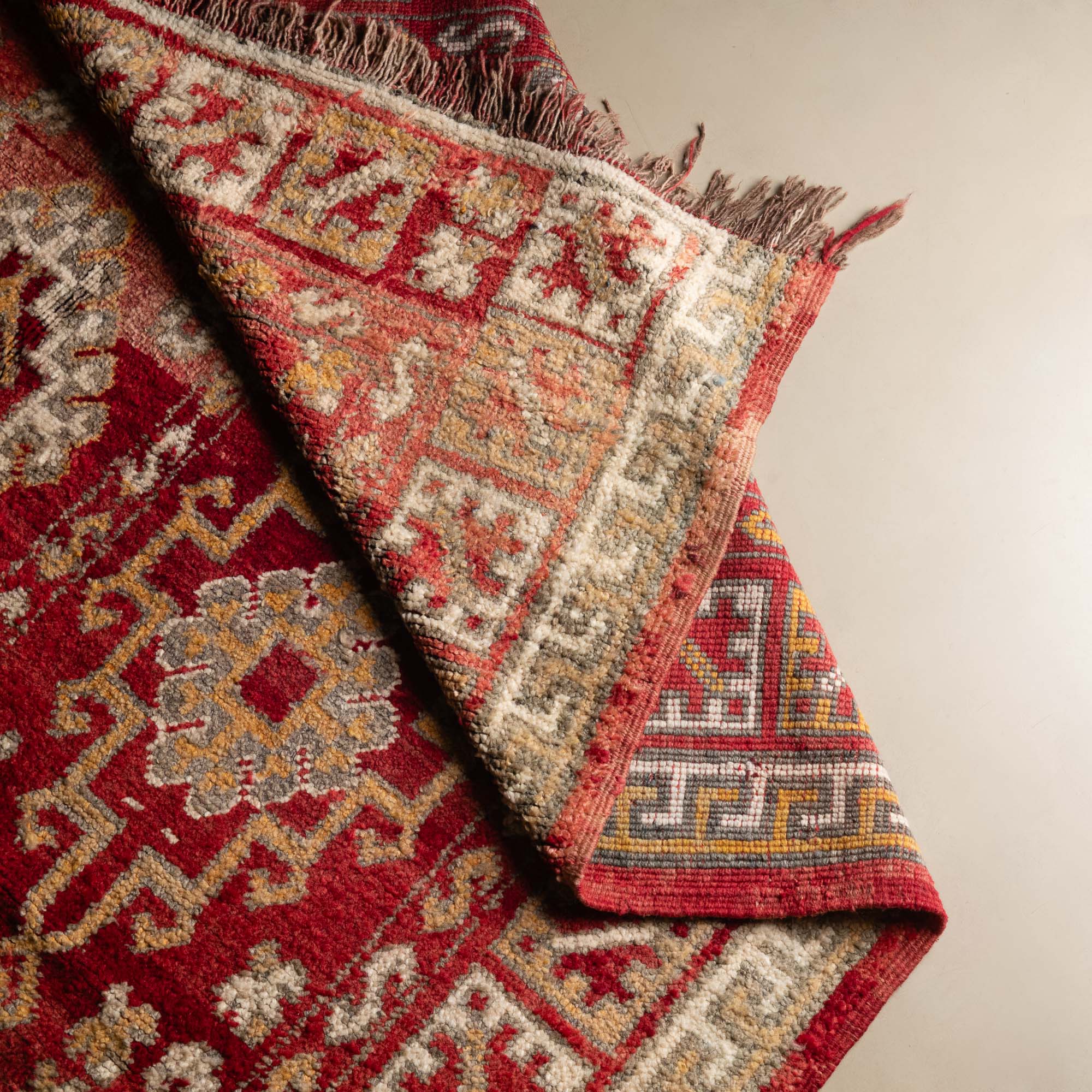 Red And Beige Contemporary Moroccan Hand Knotted 6x9.6 Wool Rug - Image 4