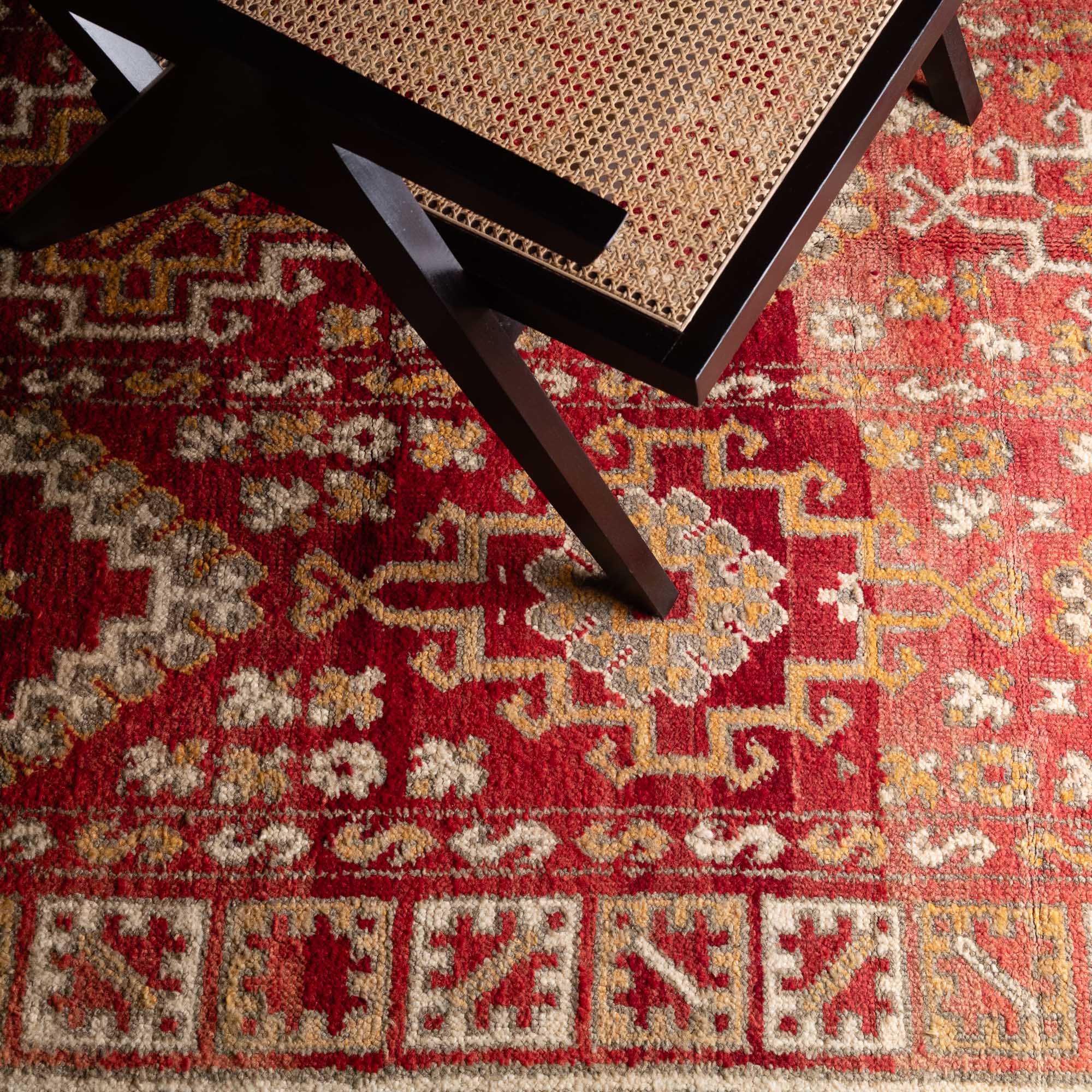 Red And Beige Contemporary Moroccan Hand Knotted 6x9.6 Wool Rug - Image 6