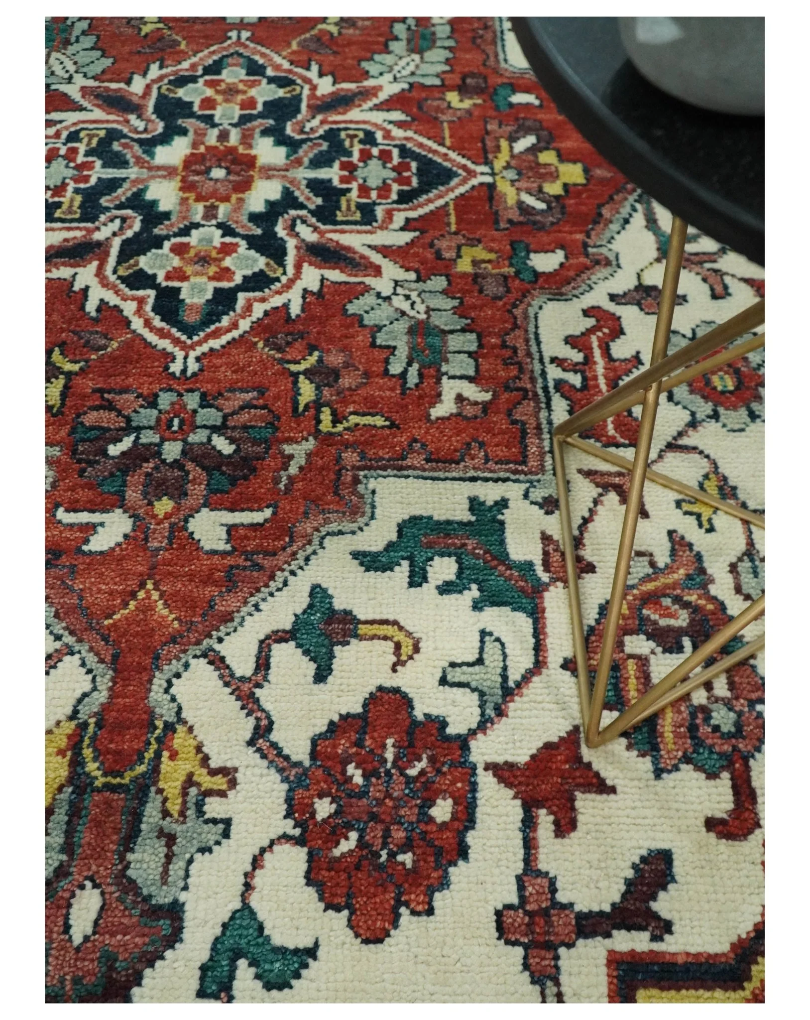 8x10, 9x12, 10x14 and 12x15 Hand Knotted Ivory and Rust Traditional Area Rug - Image 2