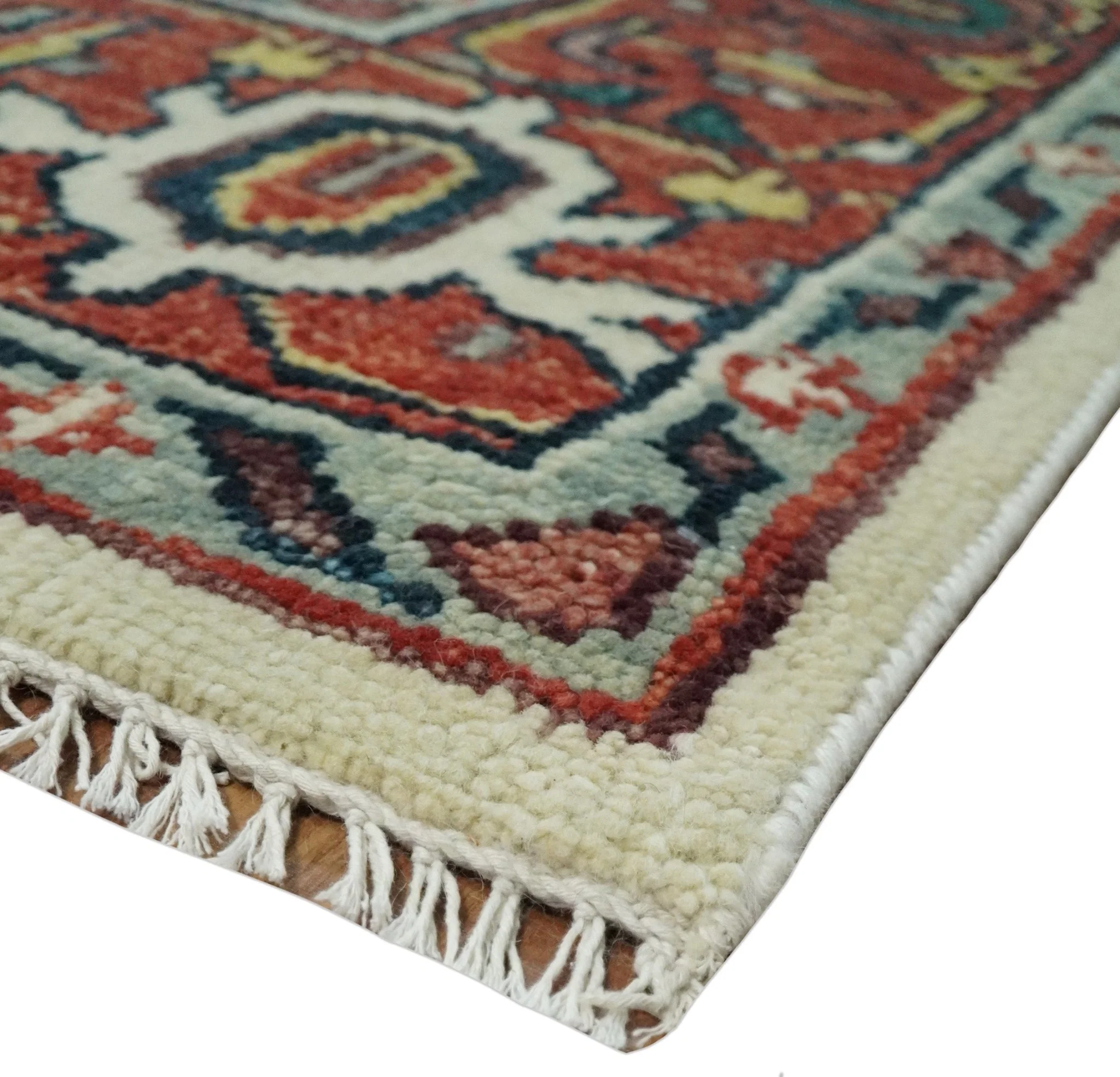 8x10, 9x12, 10x14 and 12x15 Hand Knotted Ivory and Rust Traditional Area Rug - Image 5