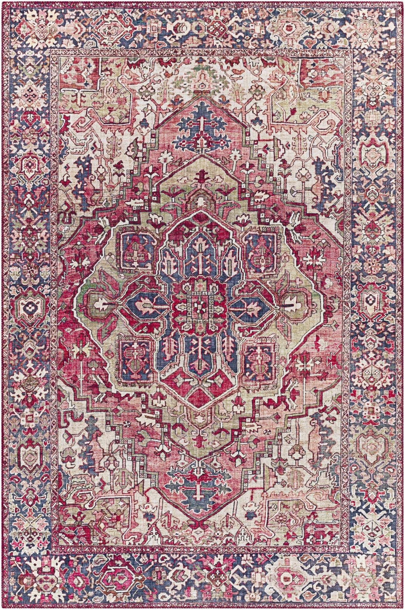 Dursunlu Red And Black Traditional Serapi Design Blush Area Rug - Image 10